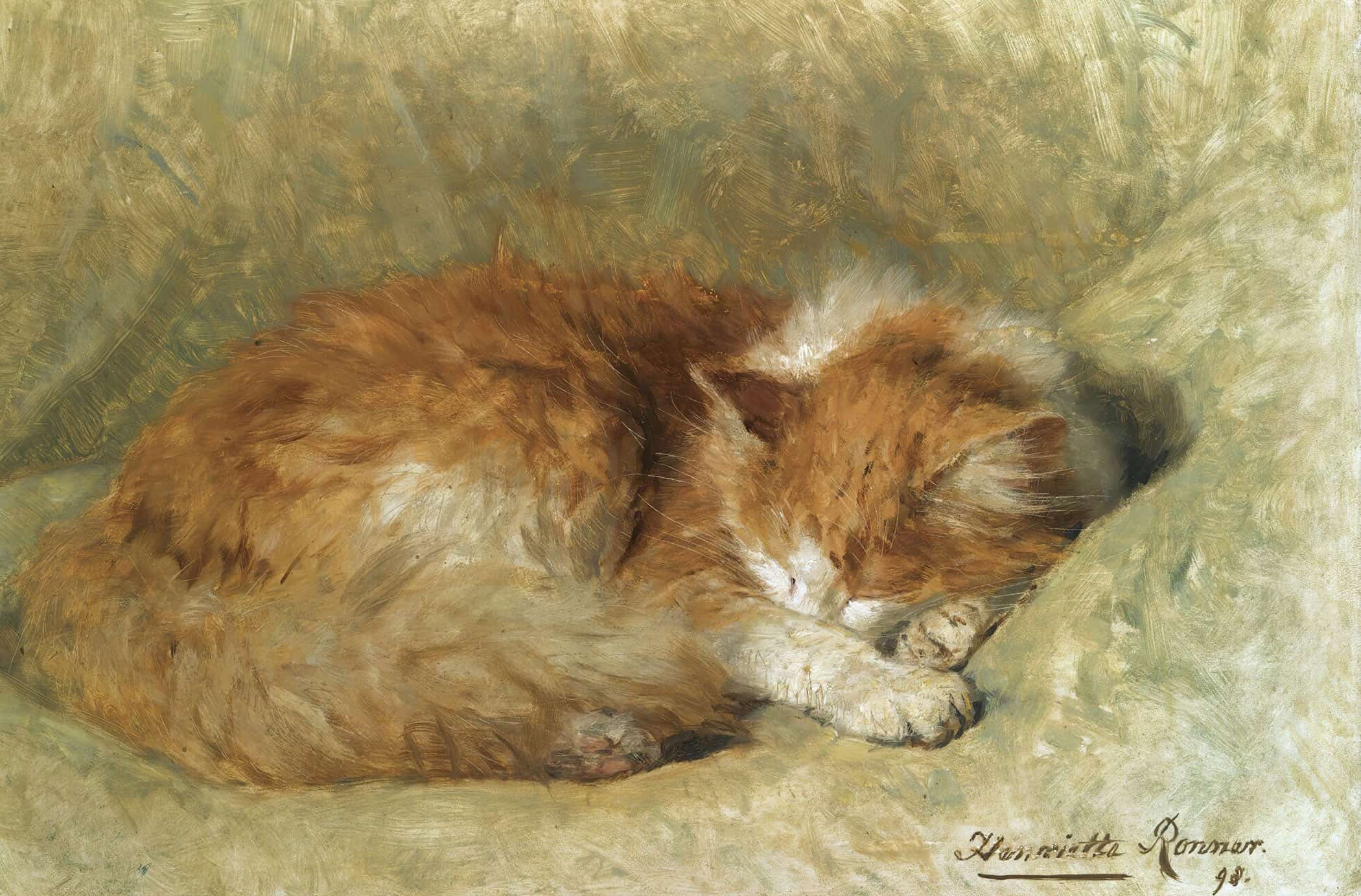 A Sleeping Cat by Henriette Ronner Knip - Image 2