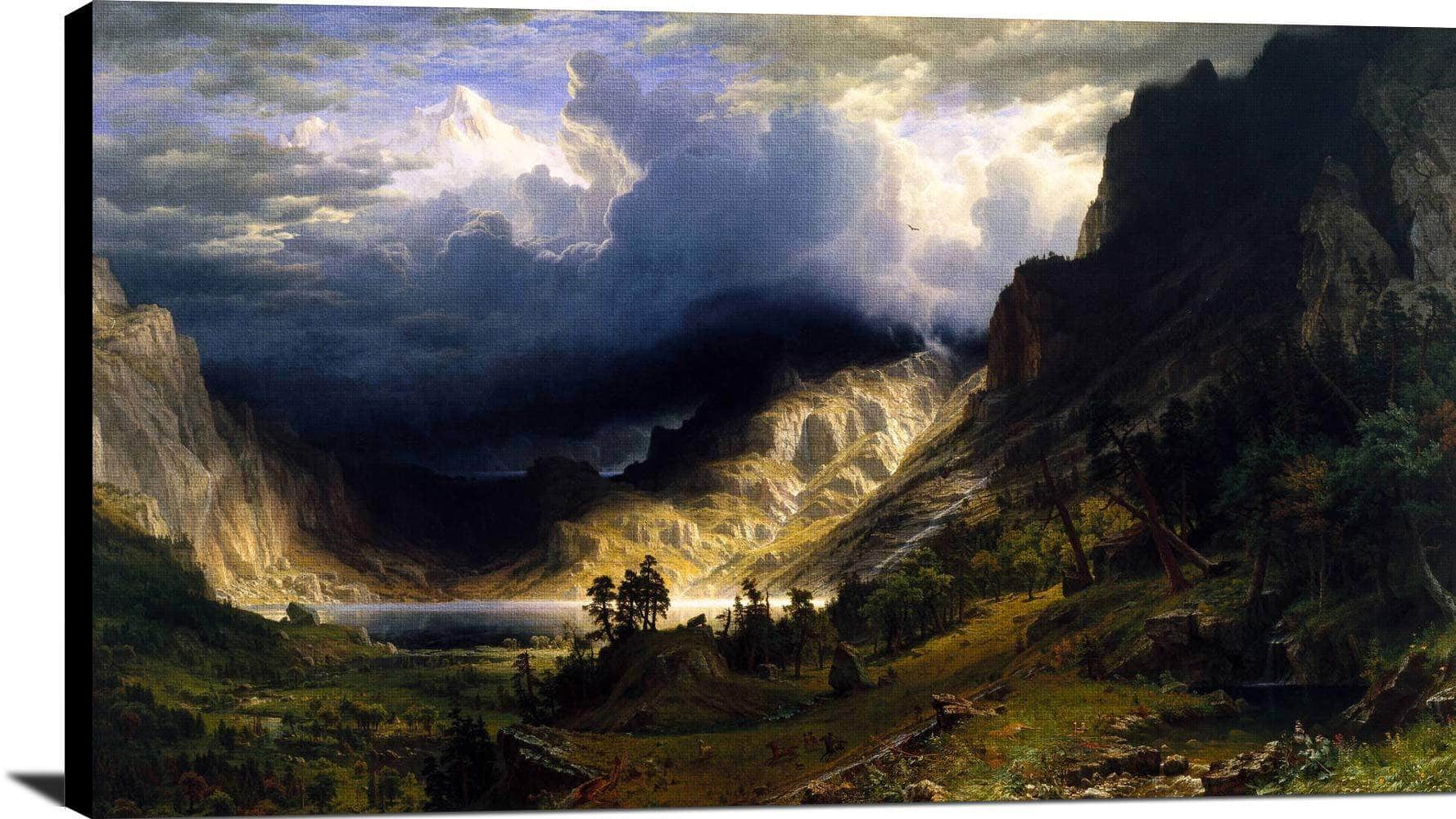 A Storm In The Rocky Mountains, Mt. Rosalie Painting Bierstadt Canvas Art - Image 2
