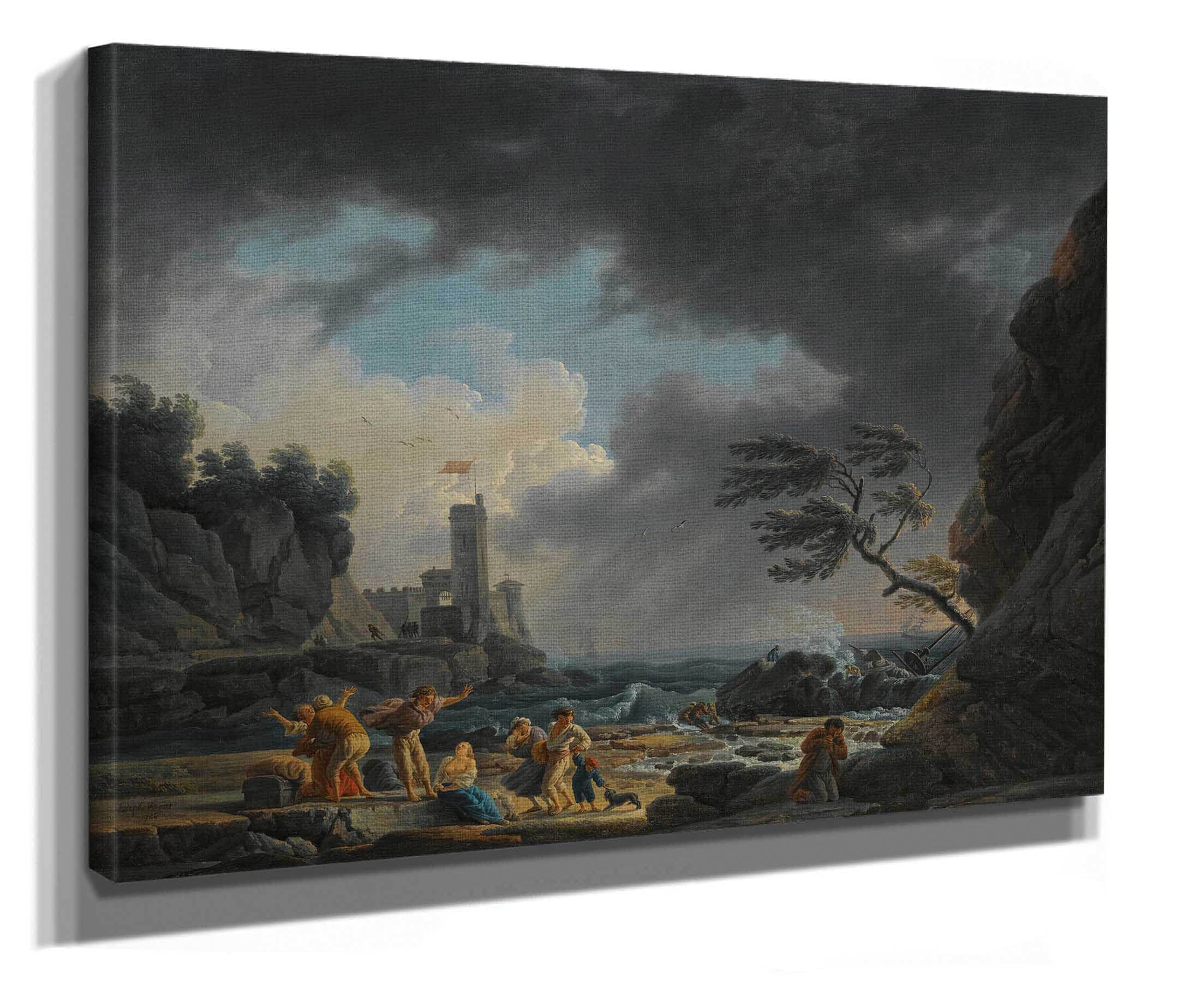 A Stormy Coastal Scene With Figures On A Beach Having By Klauber by Claude Joseph Vernet - Image 2