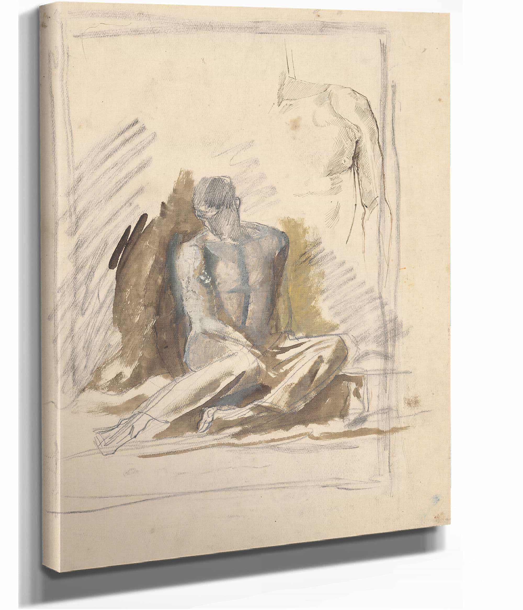 A Study Of A Seated Figure Of A Man by Ladislav Mednyanszky - Image 2