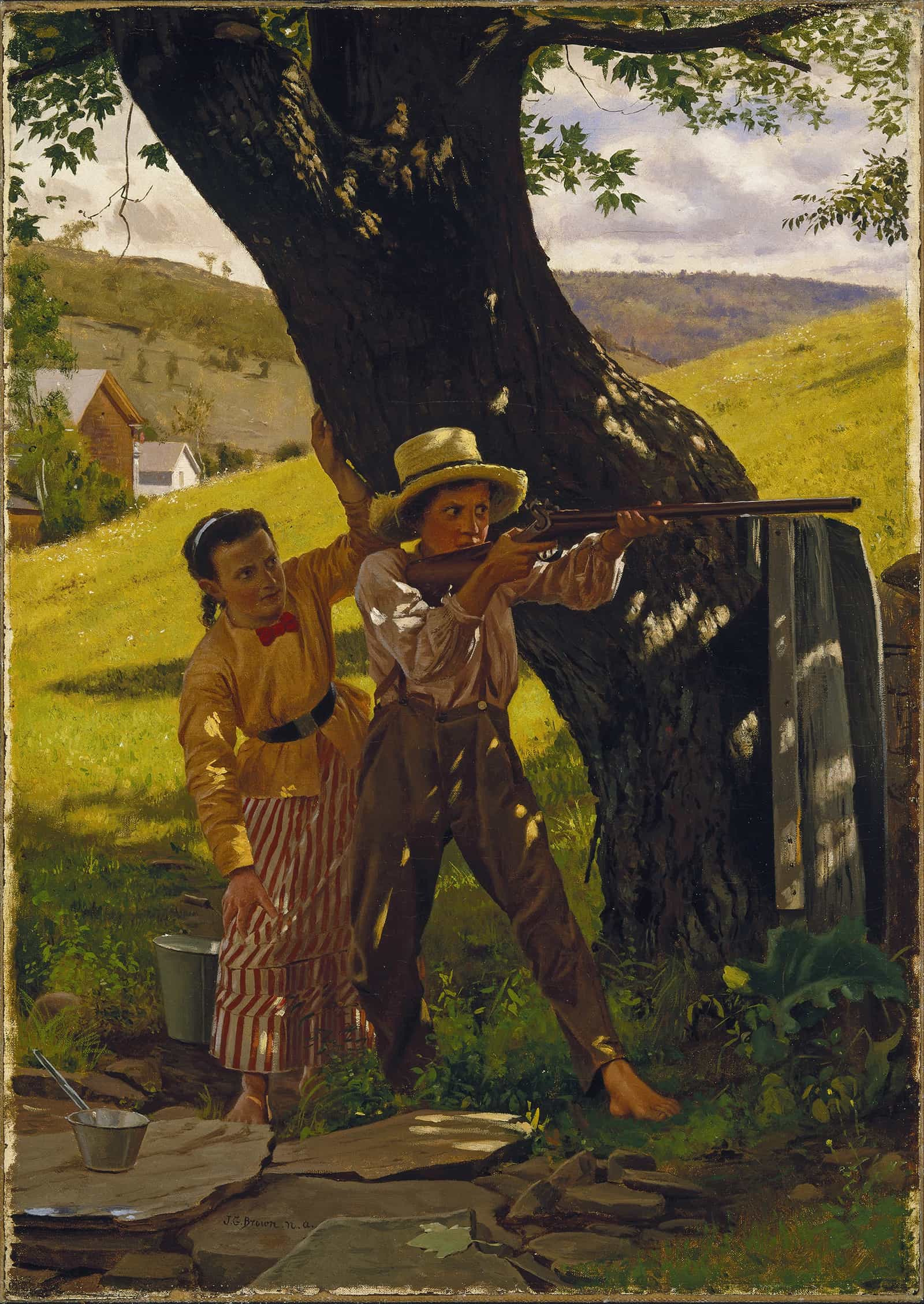 A Sure Shot by John George Brown - Image 2