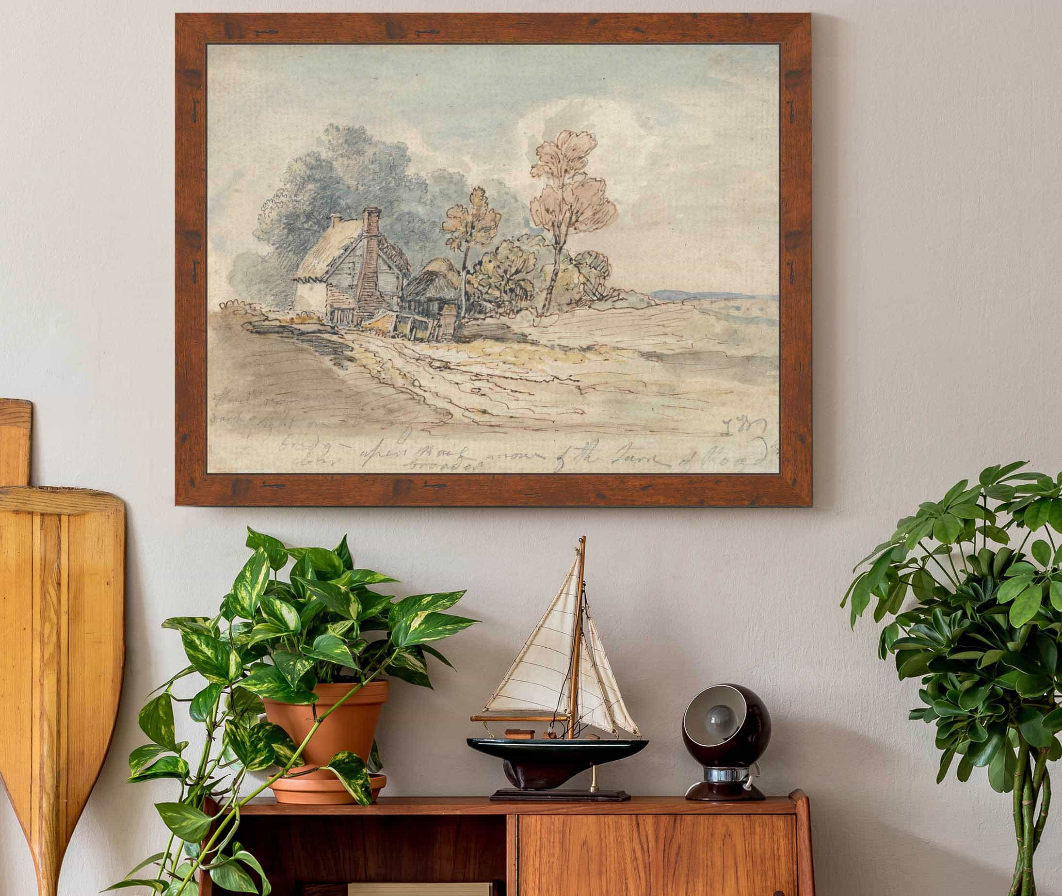 A Thatched Cottage And Trees At The Turn Of A Country Road by James Ward - Image 3