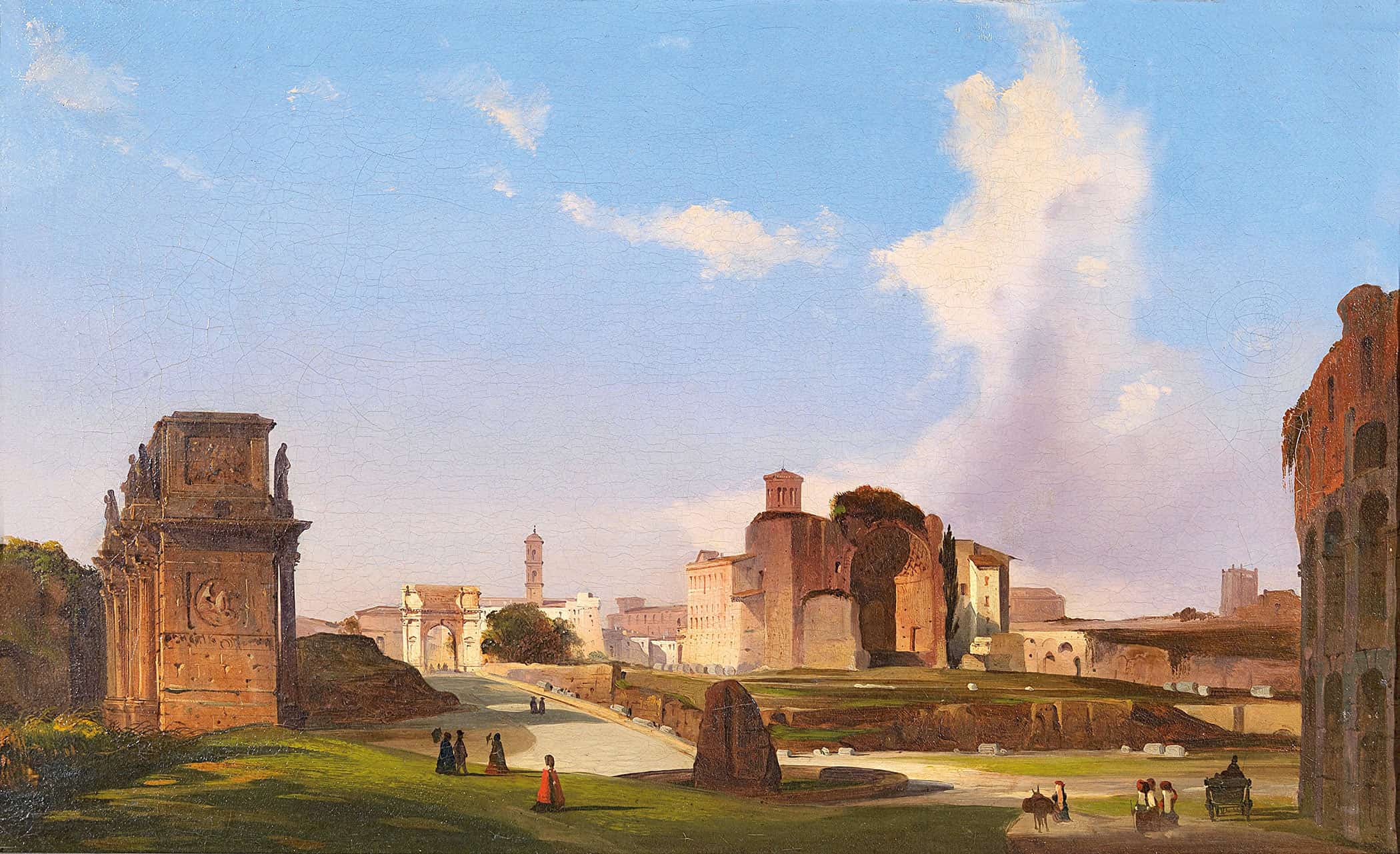 A View Of The Roman Forum With The Arch Of Constantine by Ippolito Caffi - Image 2