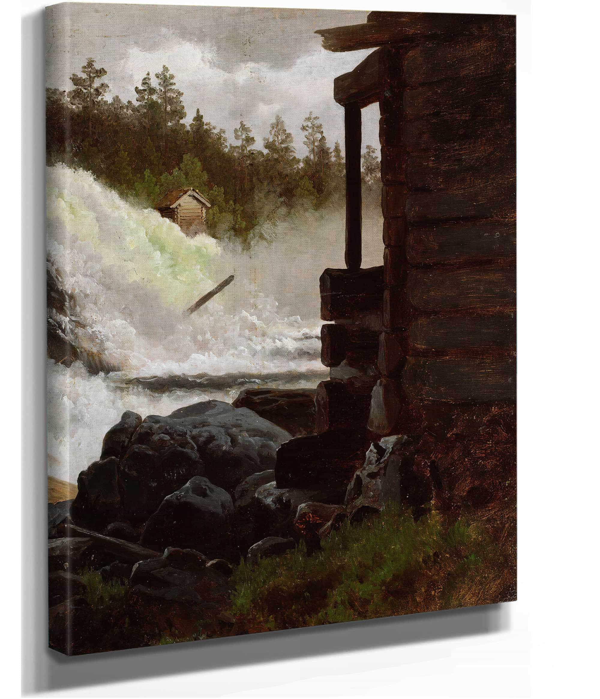 A Waterfall by Adolph Tidemand - Image 2