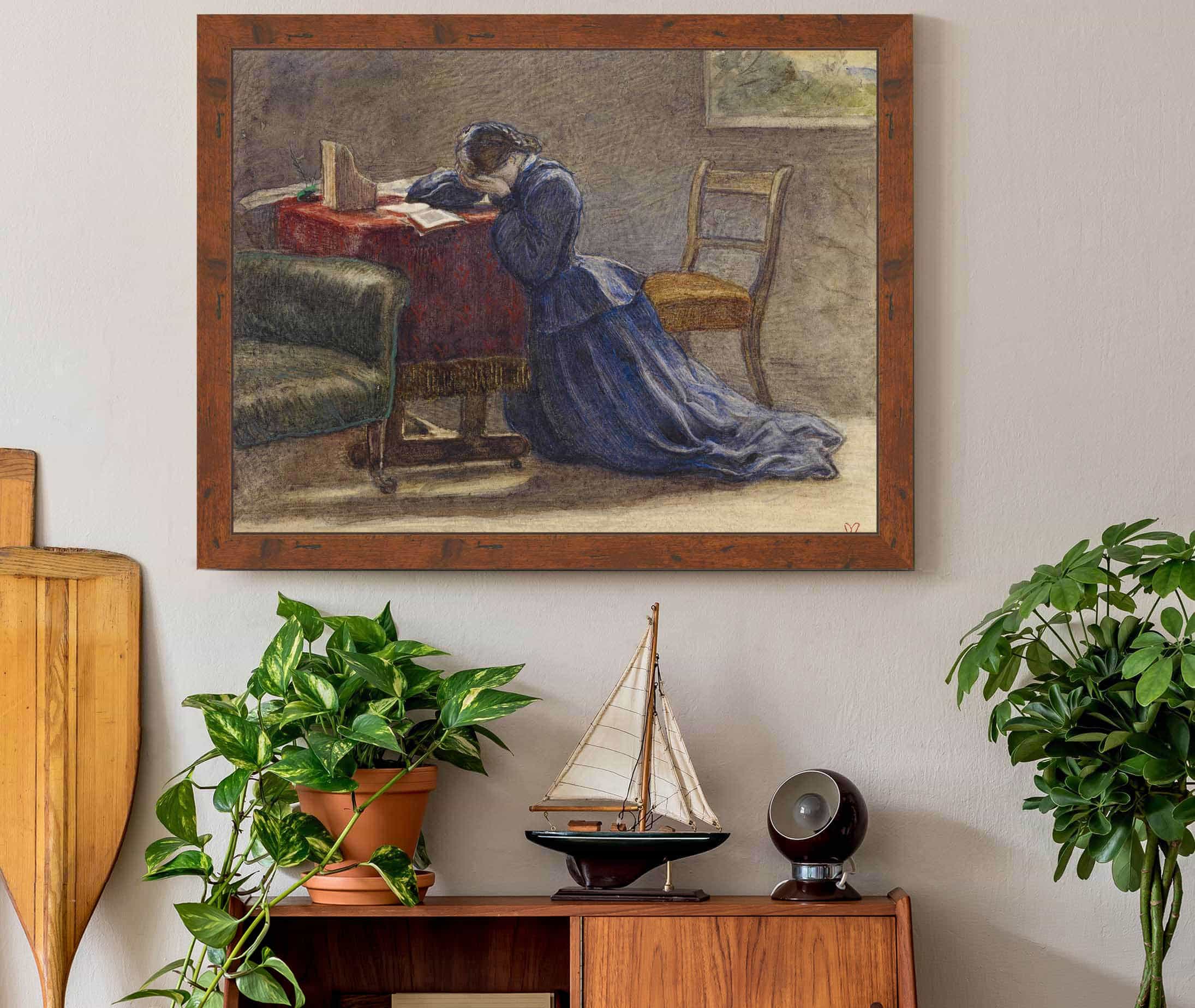 A Wife Face In Both Hands She Knelt On The Carpet by Sir John Everett Millais - Image 3