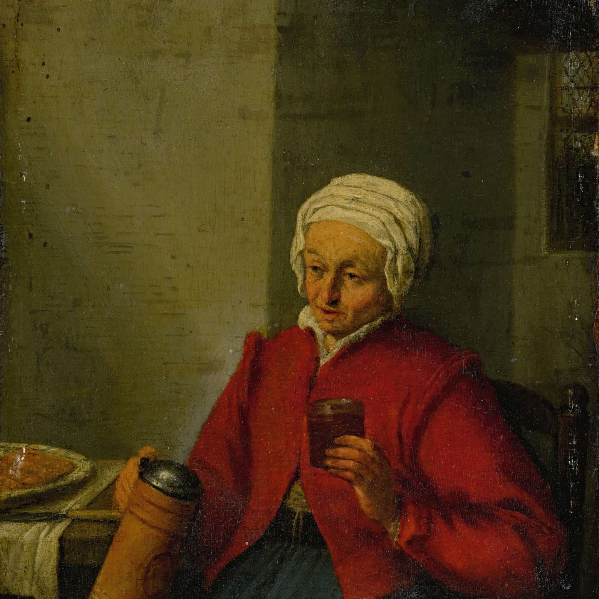 A Woman Holding A Jug And A Cup by Adriaen Van Ostade - Image 4