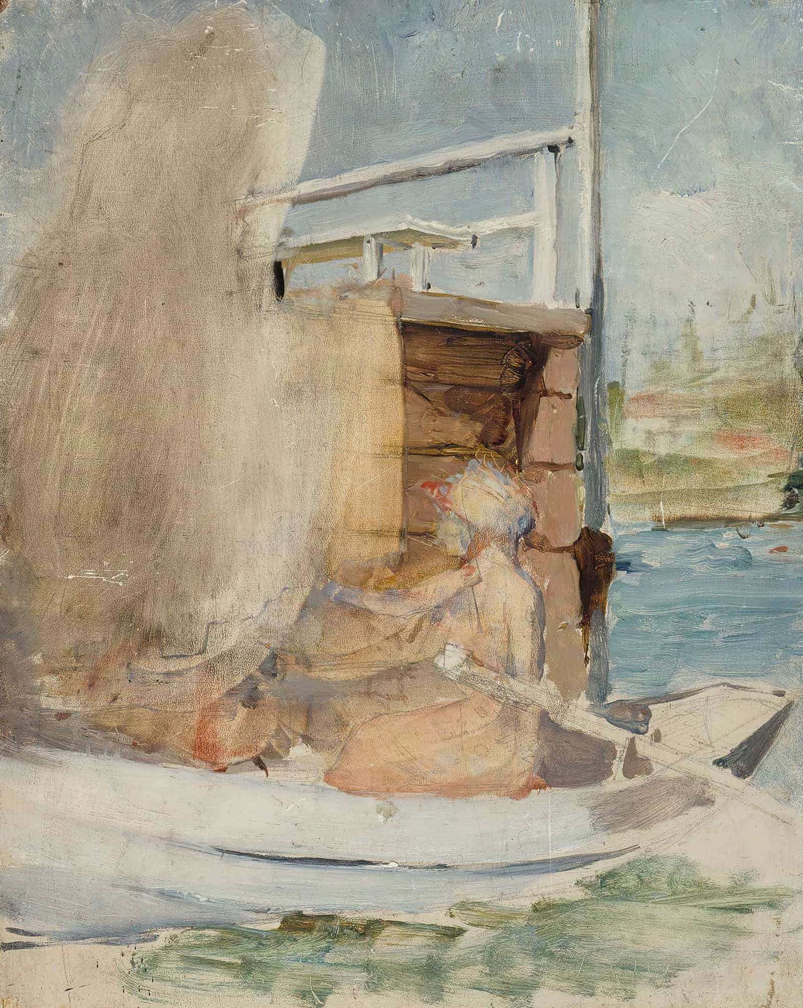 A Woman In A Boat At The Pier by Albert Edelfelt - Image 4