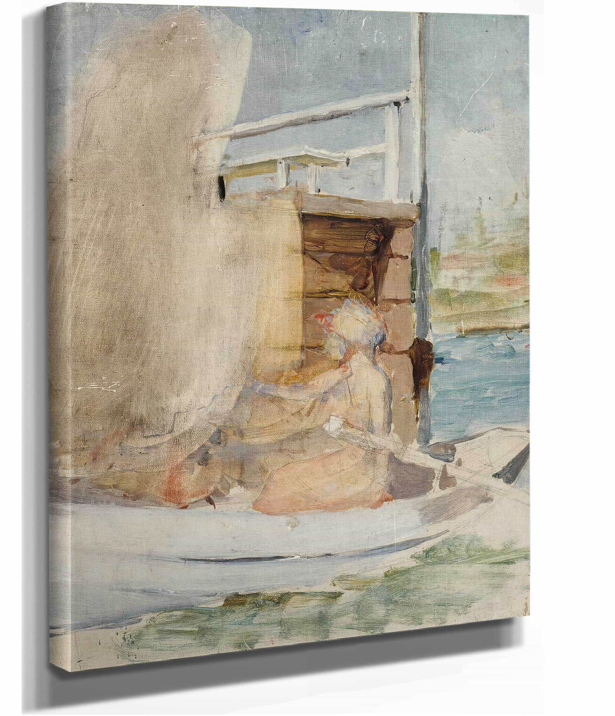 A Woman In A Boat At The Pier by Albert Edelfelt - Image 5