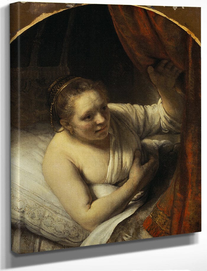 A Woman In Bed By Rembrandt