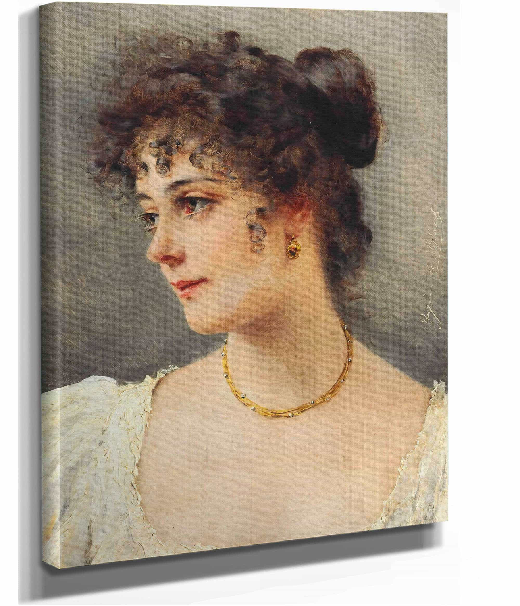 A Young Beauty by Eugen Von Blaas - Image 3