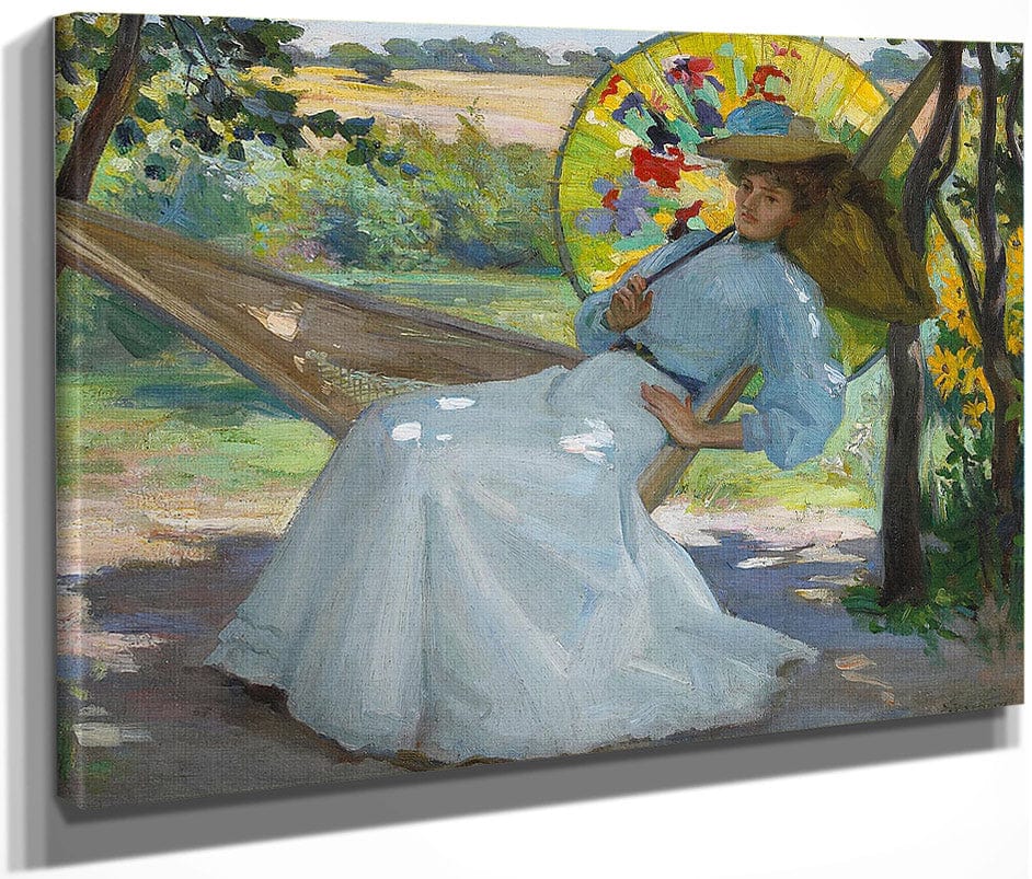 A Young Girl In A Hammock By Studio Of Joseph Kleitsch