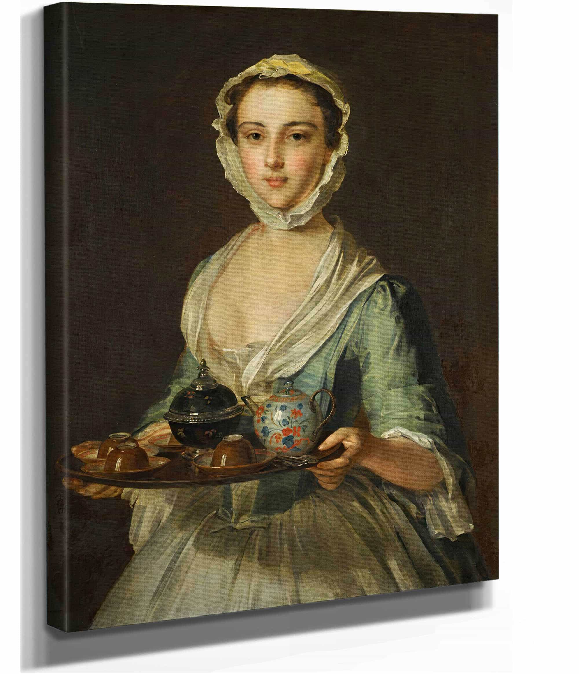 A Young Woman Carrying A Tea Tray Possibly Hannah The Artists Maid by Philippe Mercier - Image 2