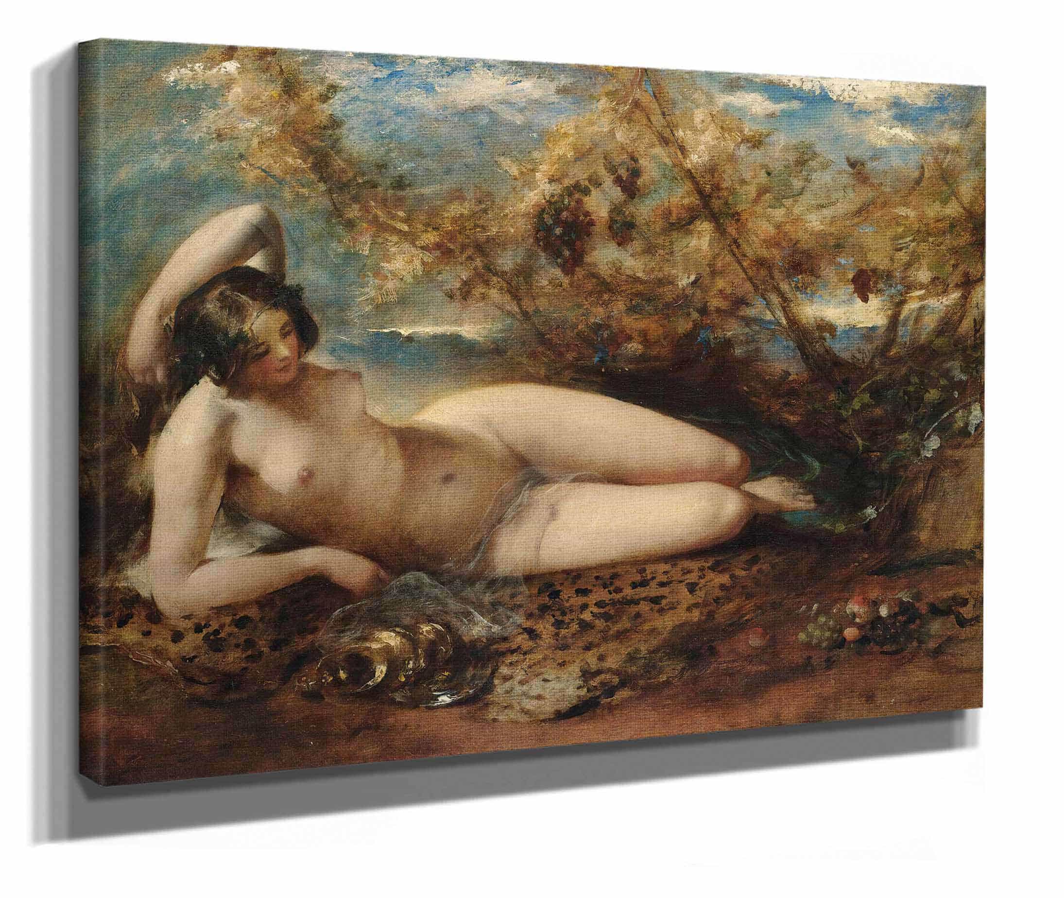 A Young Women Reclining On A Fur Rug S by William Etty - Image 2