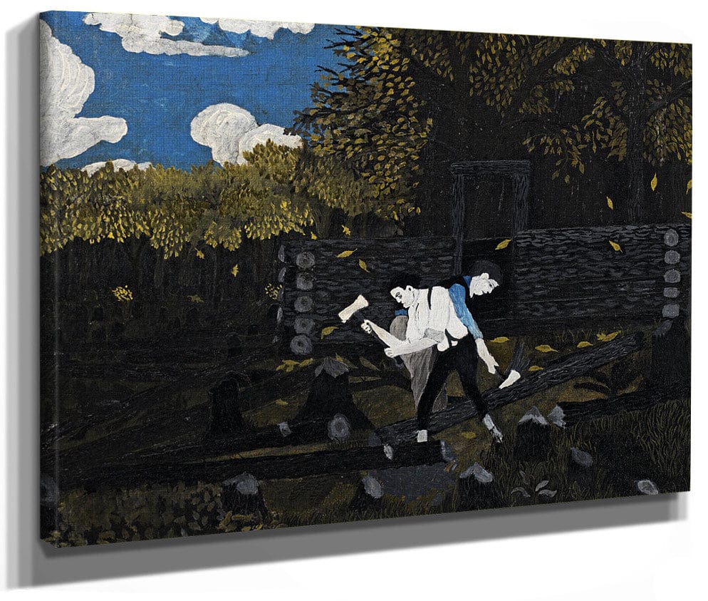 Abraham Lincoln And His Father Building Their Cabin On Pigeon Creek By Horace Pippin