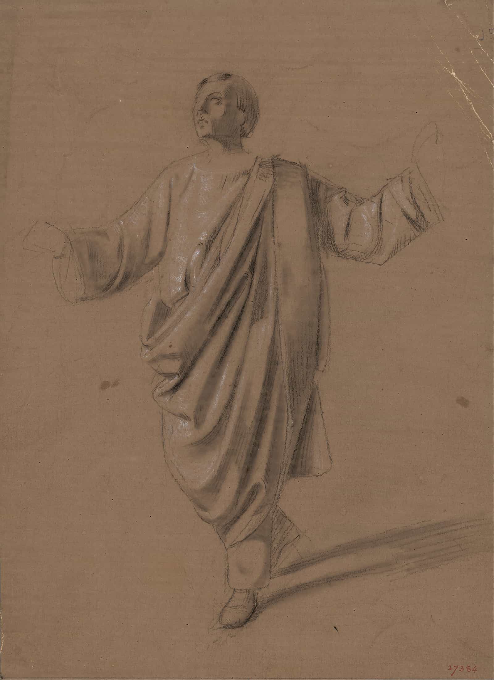 Academic Study Of A Male Figure by Mariano Fortuny Marsal - Image 2