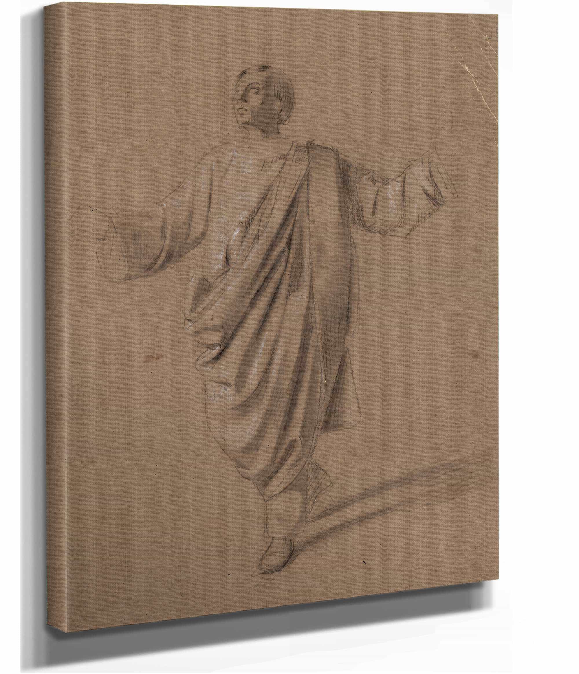 Academic Study Of A Male Figure by Mariano Fortuny Marsal - Image 3