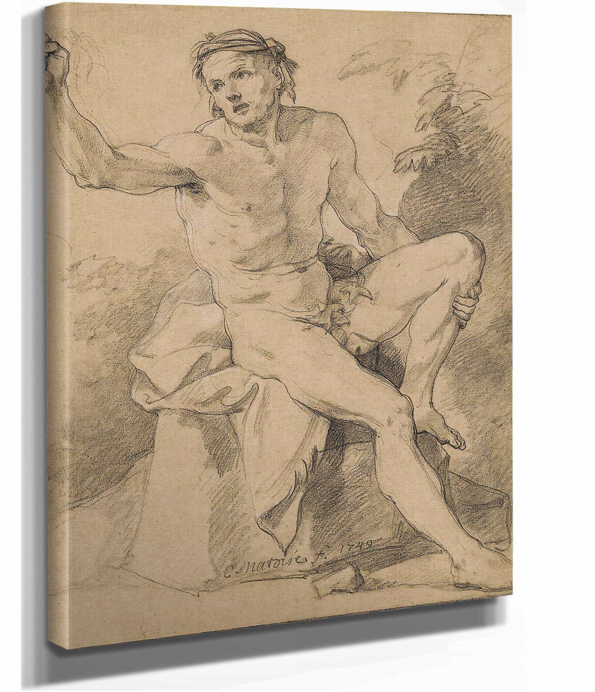 Academie Dhomme Nu Assis by Charles Joseph Natoire - Image 2