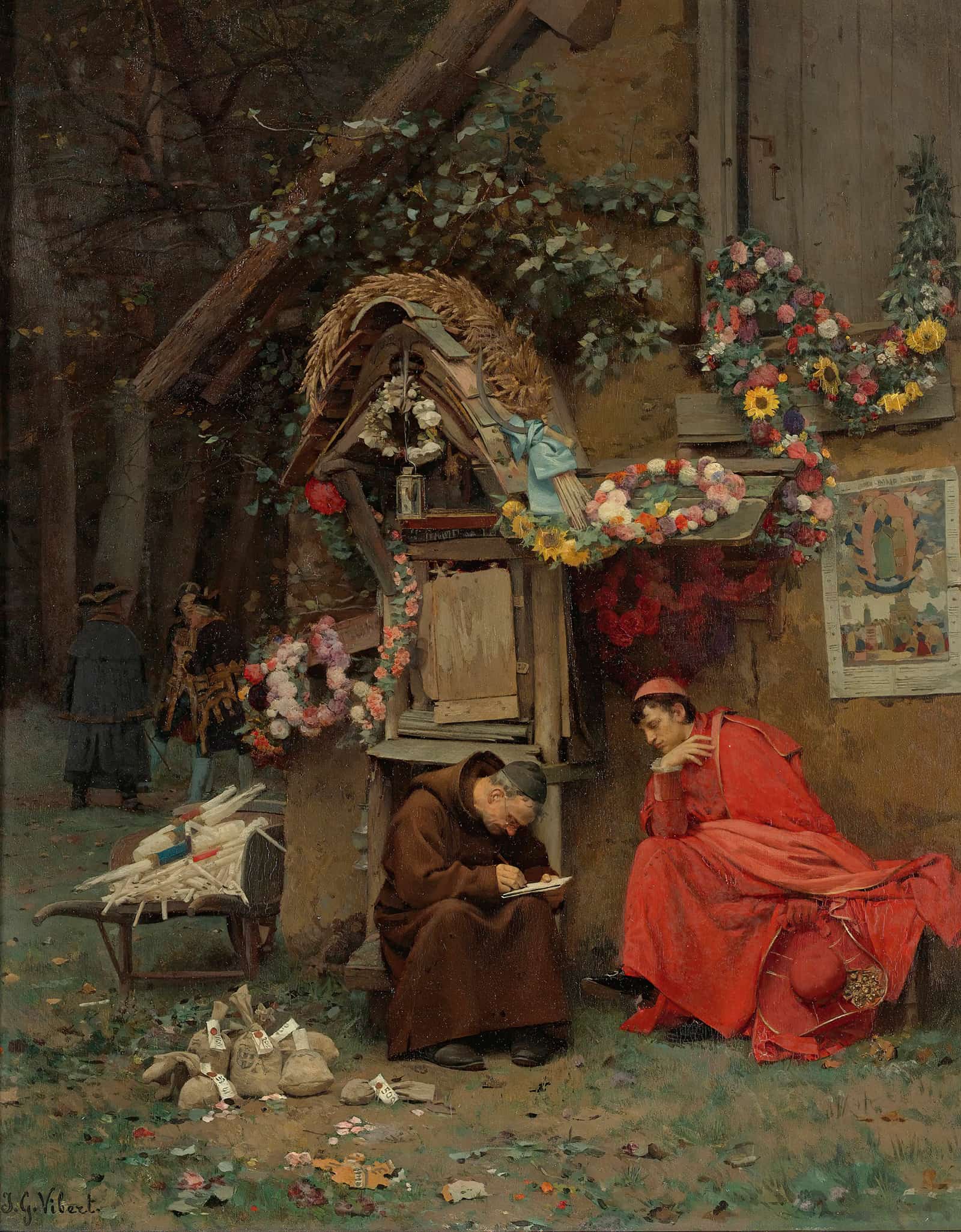 Adding Up The Donations by Jehan Georges Vibert - Image 2