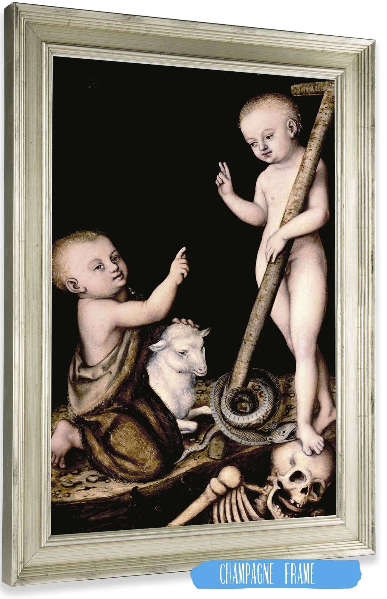 Adoration Of The Child Jesus By St John The Baptist Between And by Lucas Cranach The Elder