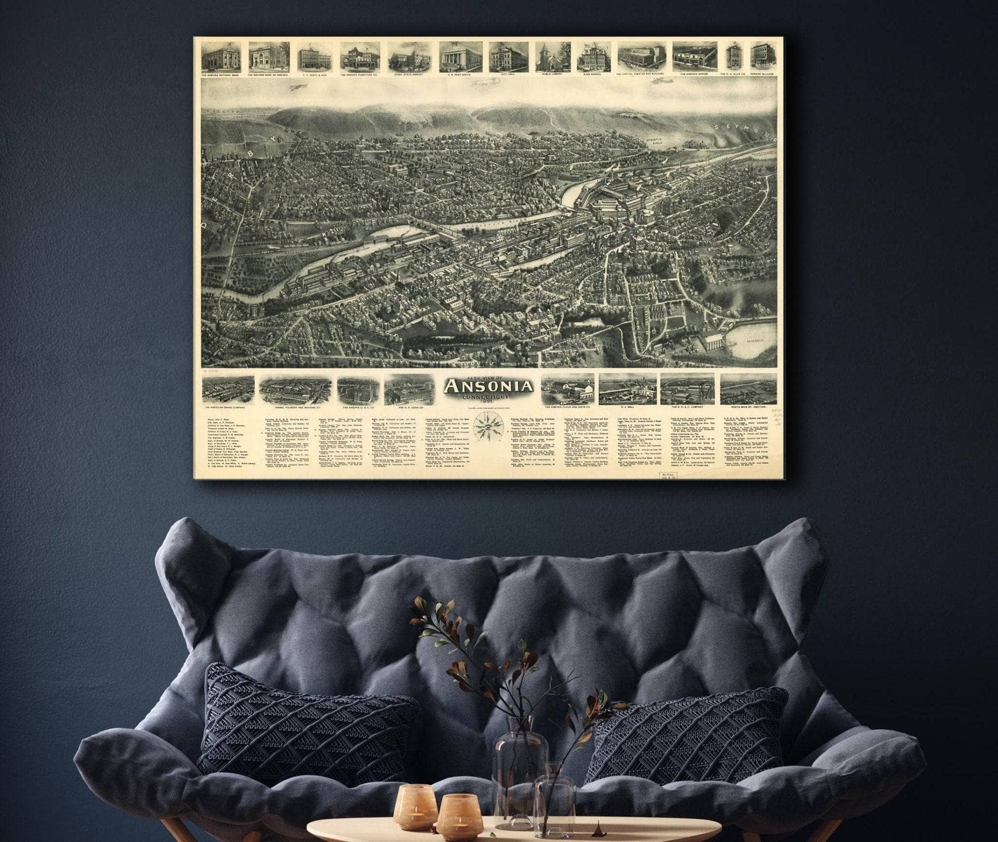 Aero View Of Ansonia Connecticut 1921 State of Connecticut - Image 7