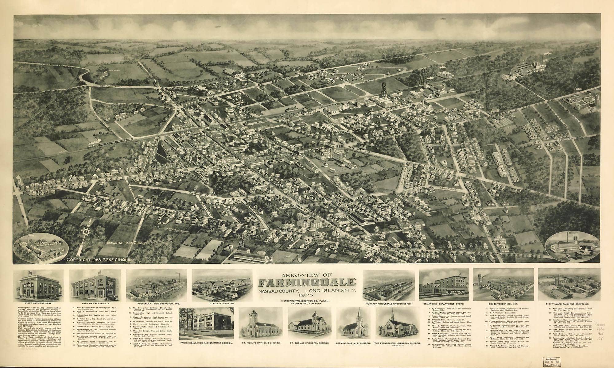 Aero View Of Farmingdale Nassau County Long Island Ny 1925 State Of New York - Image 2