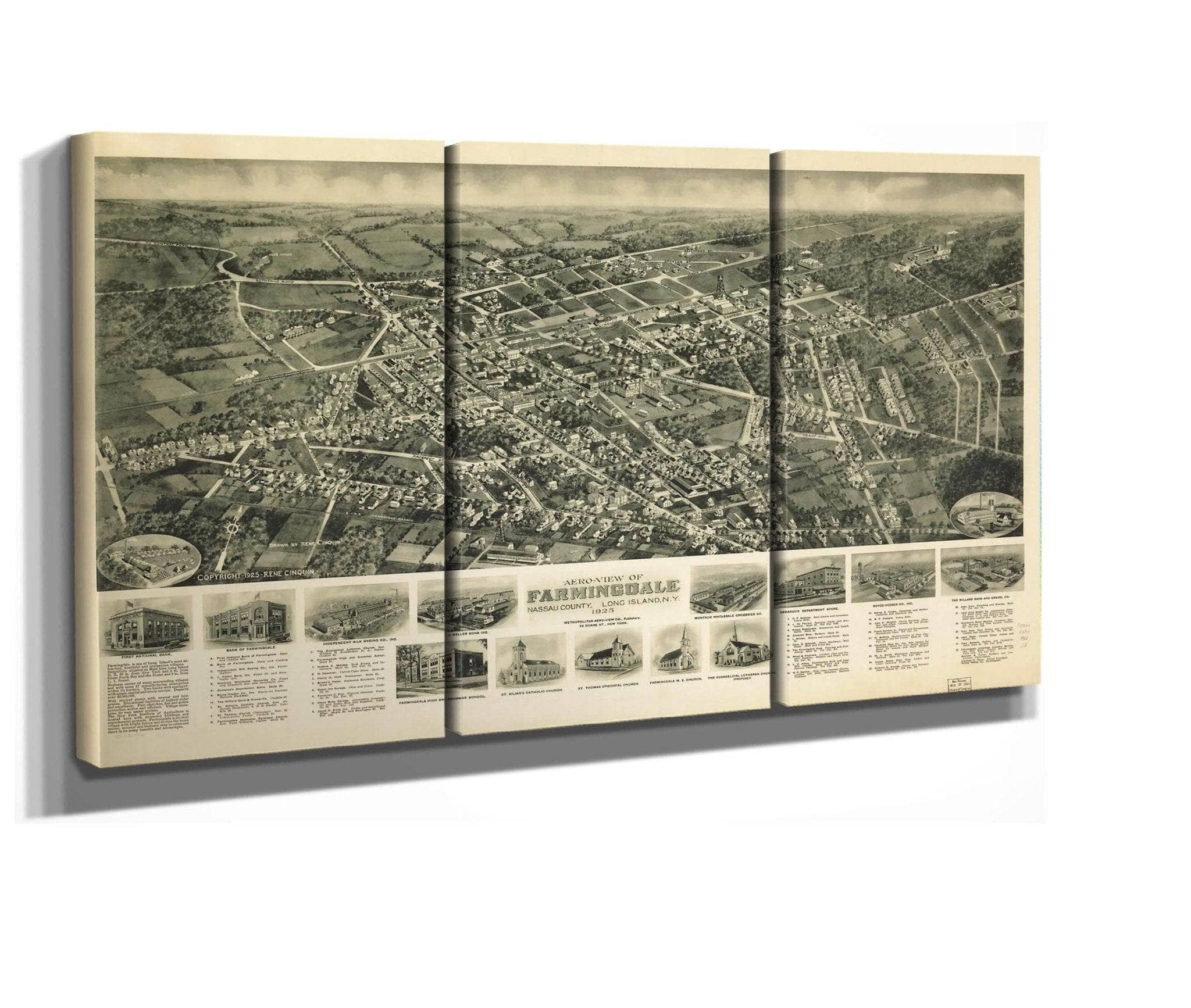 Aero View Of Farmingdale Nassau County Long Island Ny 1925 State Of New York - Image 6