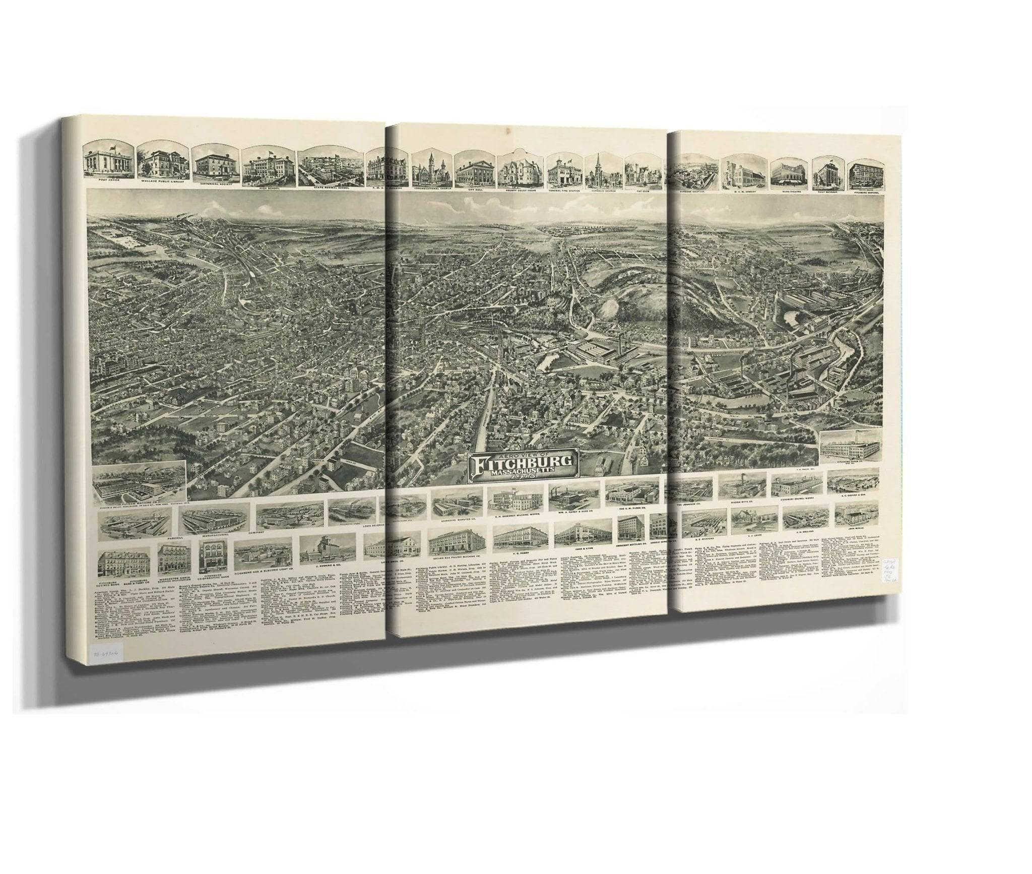 Aero View Of Fitchburg Massachusetts 1915 State Of Massachusetts - Image 3