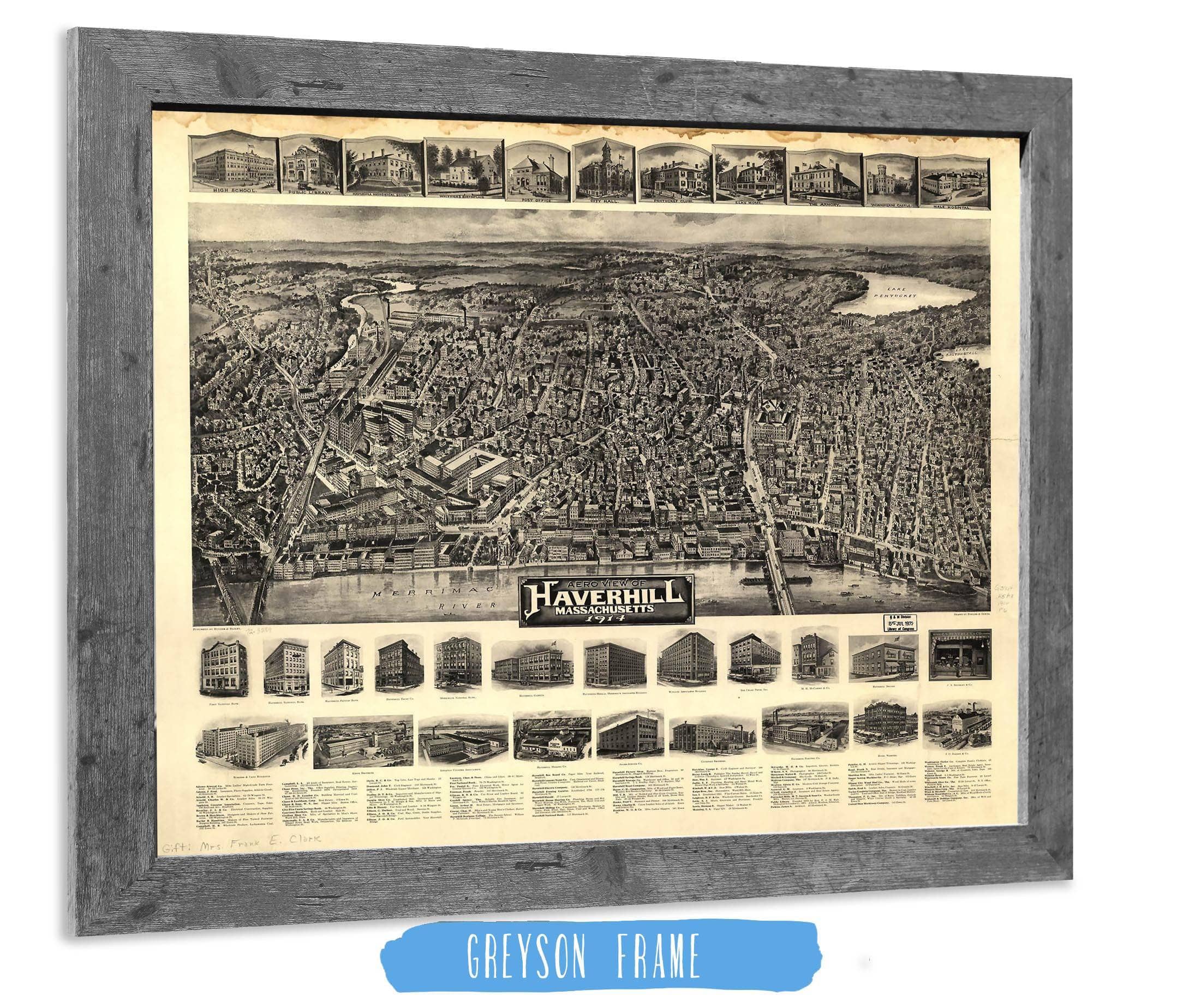 Aero View Of Haverhill Massachusetts 1914 State of Massachusetts - Image 6