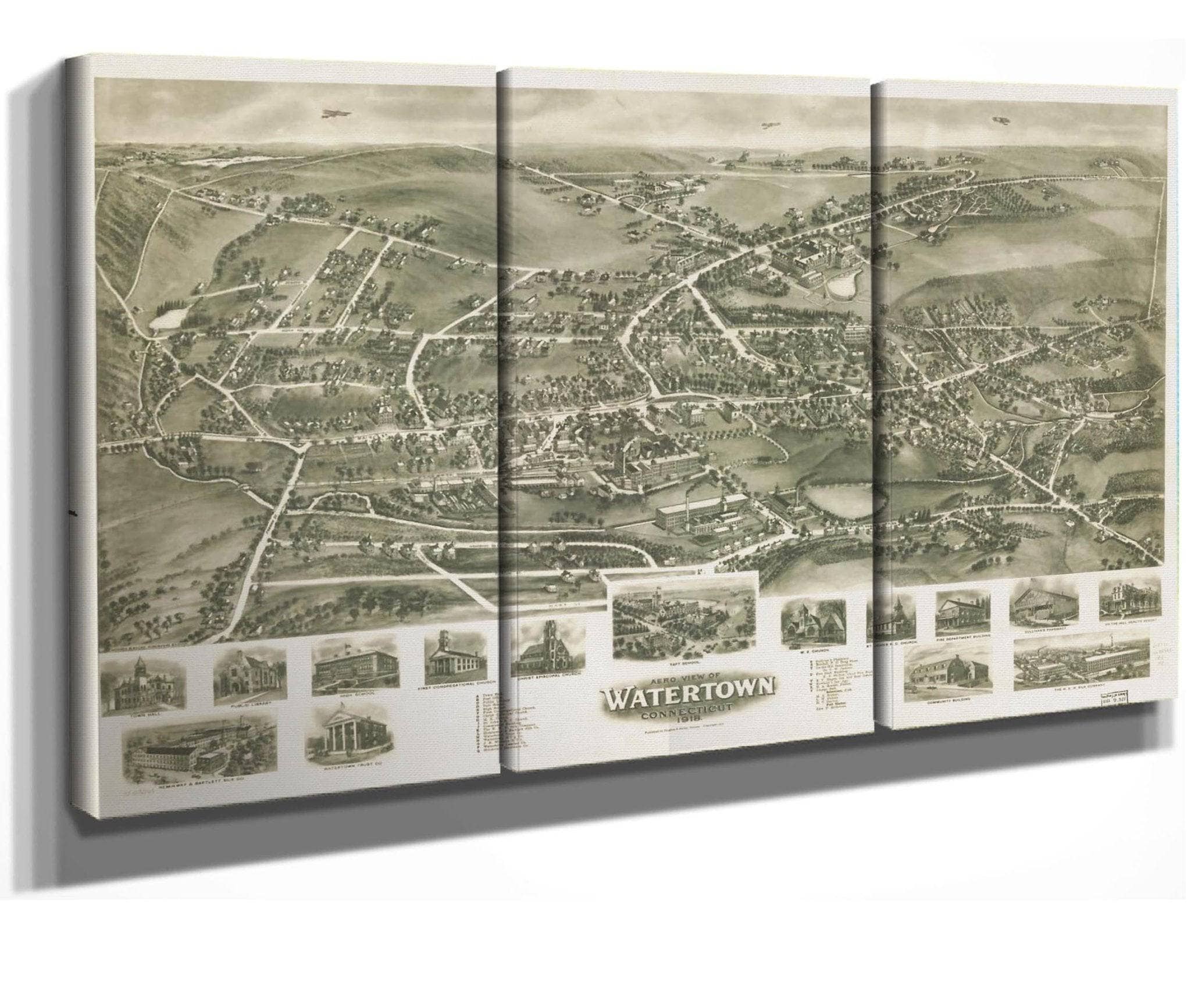 Aero View Of Watertown Connecticut 1918 State Of Connecticut - Image 4