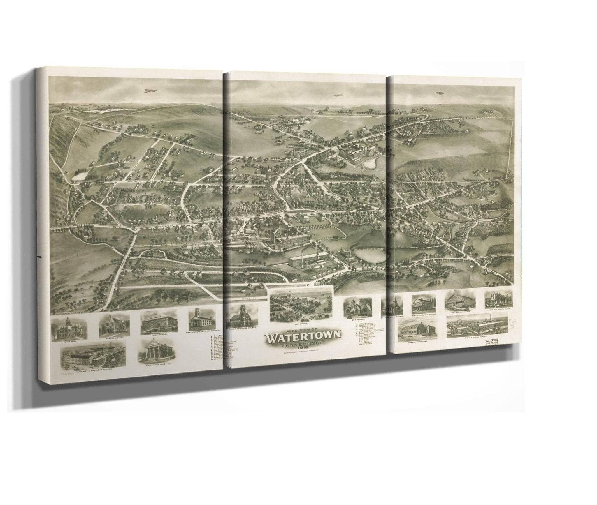 Aero View Of Watertown Connecticut 1918 State Of Connecticut - Image 5
