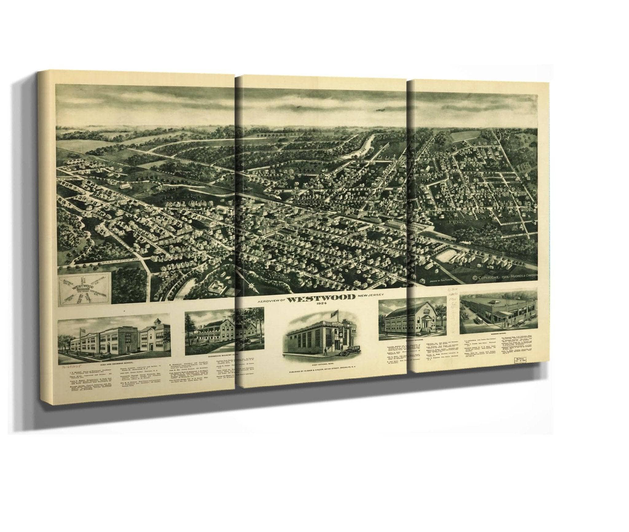 Aeroview Of Westwood New Jersey 1924 State Of New Jersey - Image 2