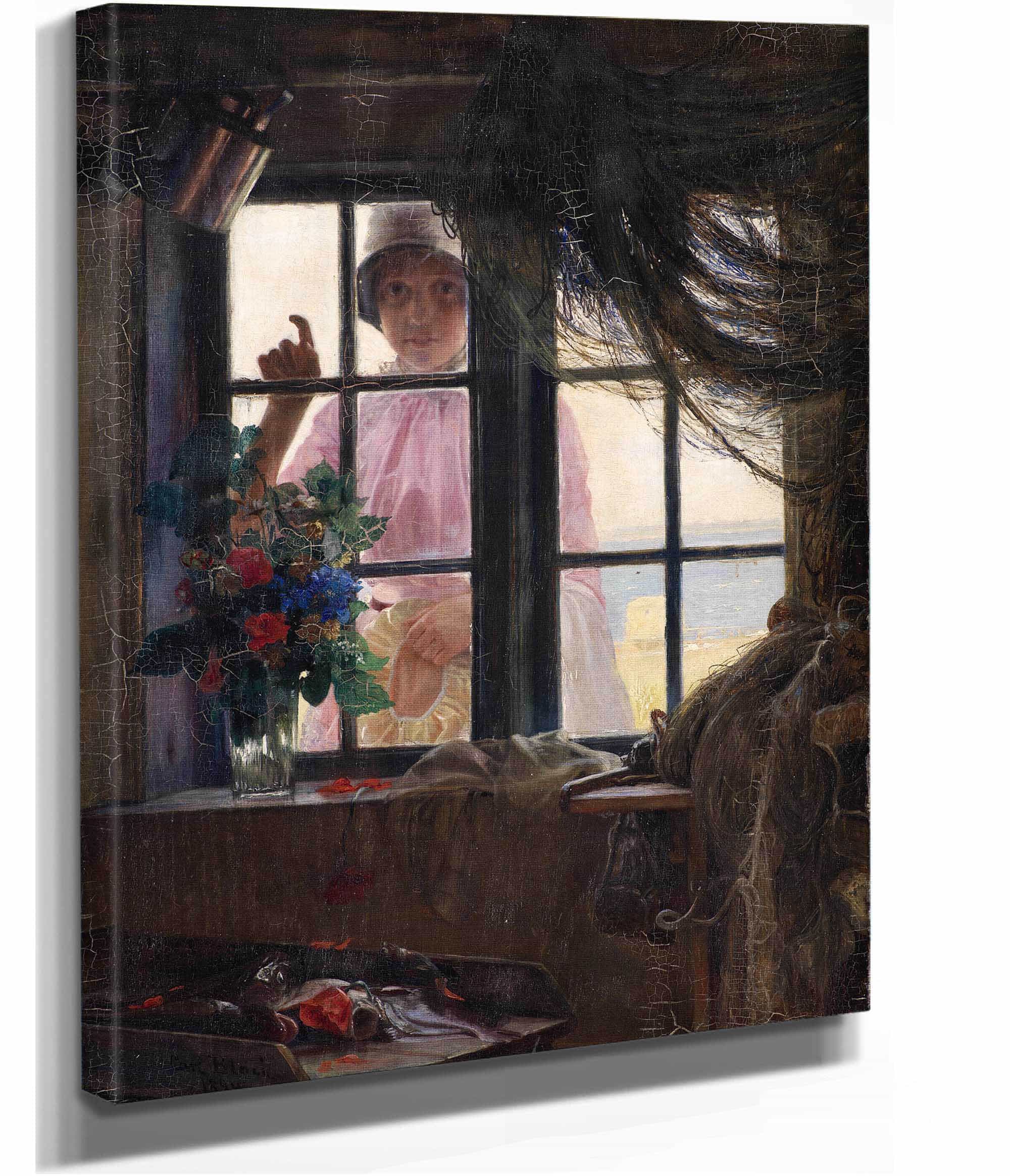 After The Bath A Young Girl Knocking At The Fishermans Window by Carl Bloch - Image 2