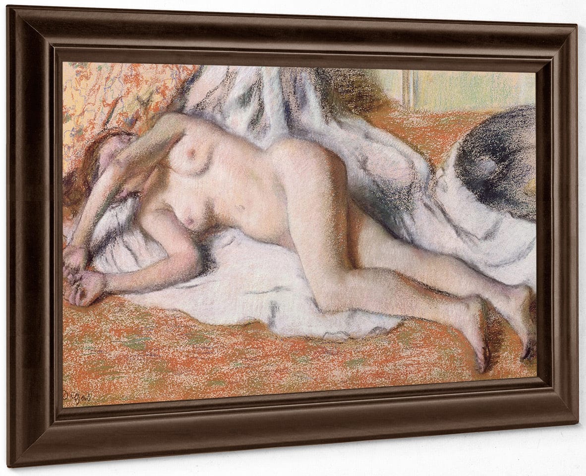 After The Bath Or, Reclining Nude By Edgar Degas - Image 4