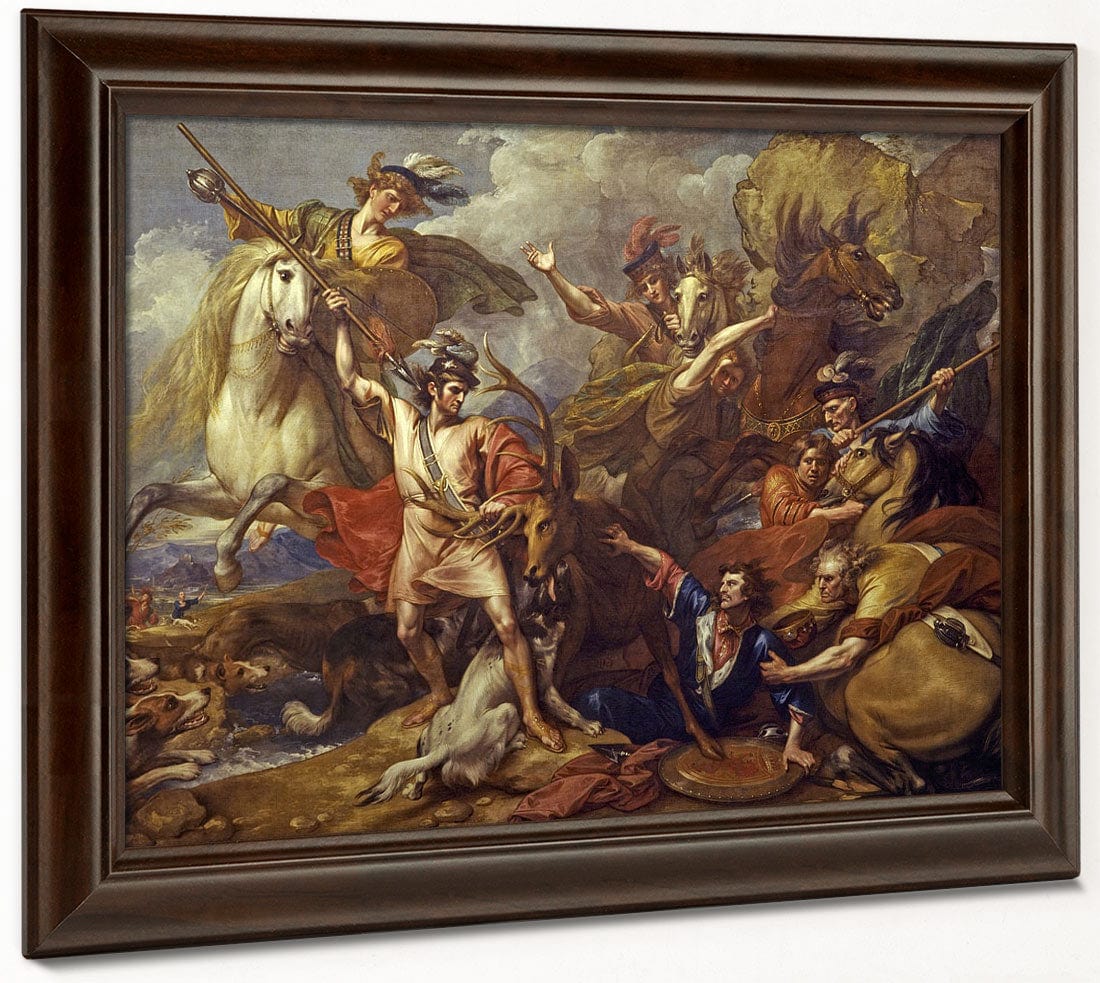 Alexander Iii Of Scotland Rescued From The Fury Of A Stag By The Intrepidity Of Colin Fitzgerald ('The Death Of The Stag') By Benjamin West - Image 4