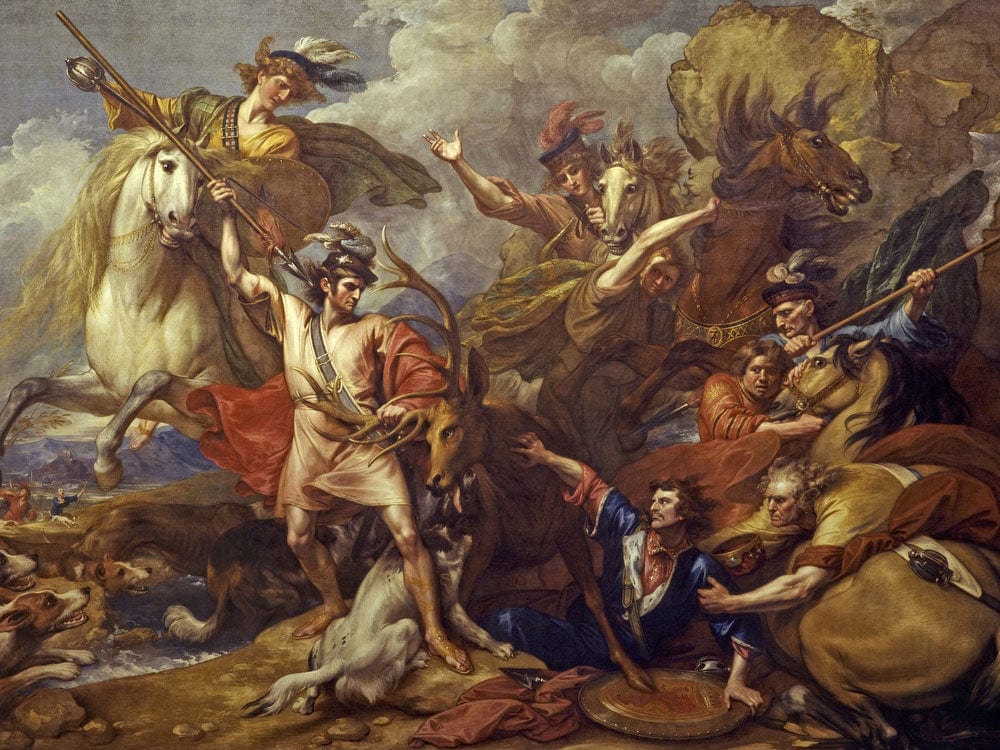 Alexander Iii Of Scotland Rescued From The Fury Of A Stag By The Intrepidity Of Colin Fitzgerald ('The Death Of The Stag') By Benjamin West - Image 5
