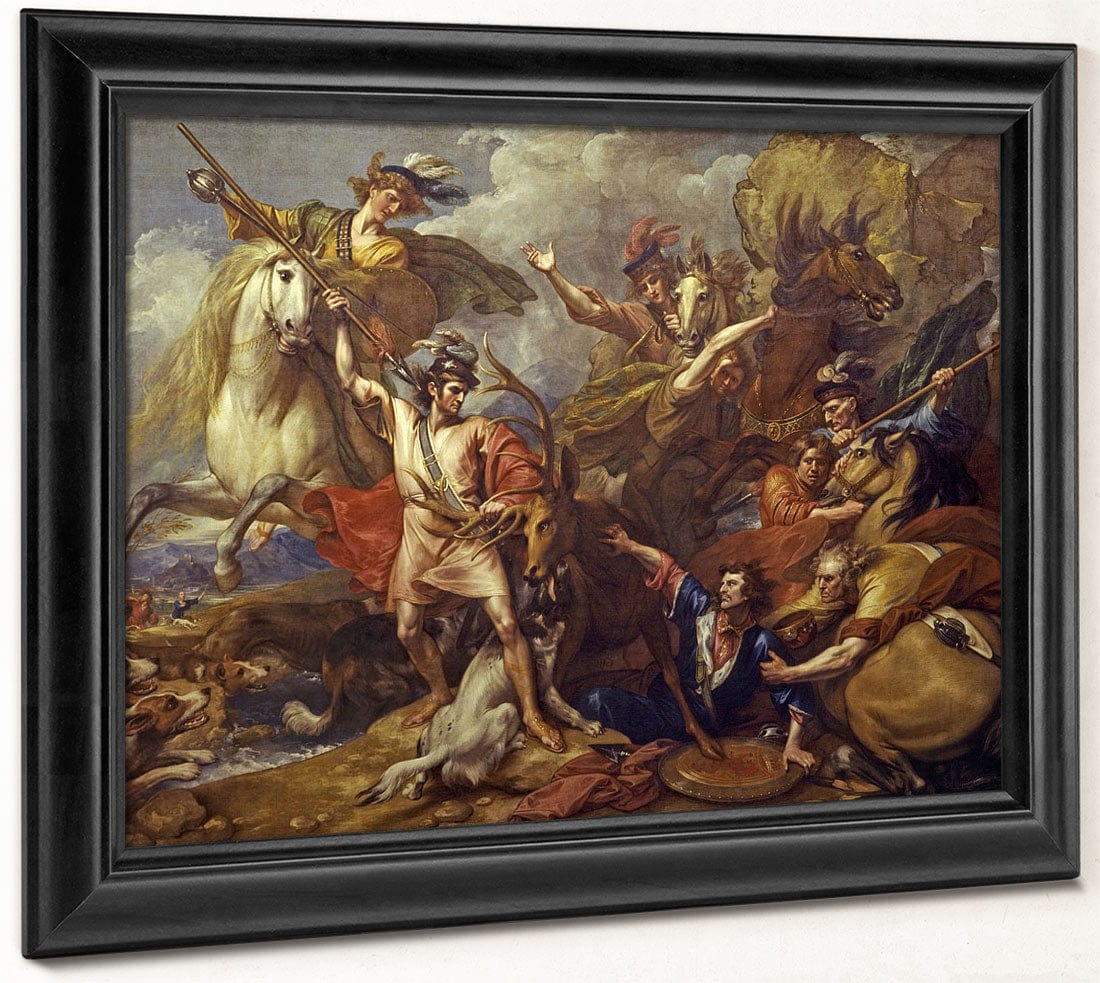 Alexander Iii Of Scotland Rescued From The Fury Of A Stag By The Intrepidity Of Colin Fitzgerald ('The Death Of The Stag') By Benjamin West - Image 6