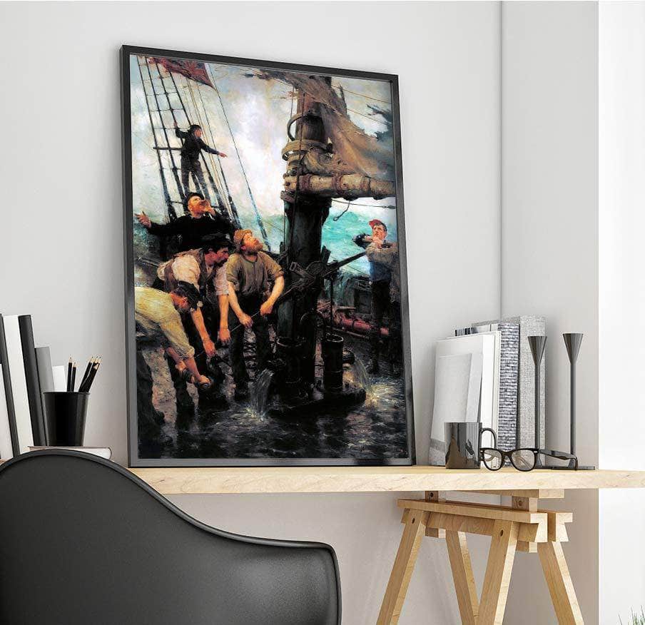 All Hands To The Pumps Painting Henry Scott Tuke Canvas Art - Image 4