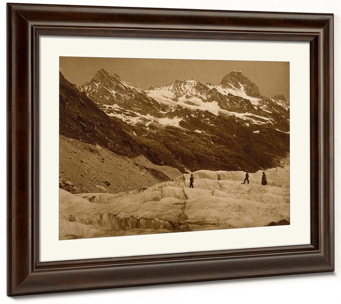Alpine Landscape, Three Hikers On A Glacier By Adolphe Braun - Image 3