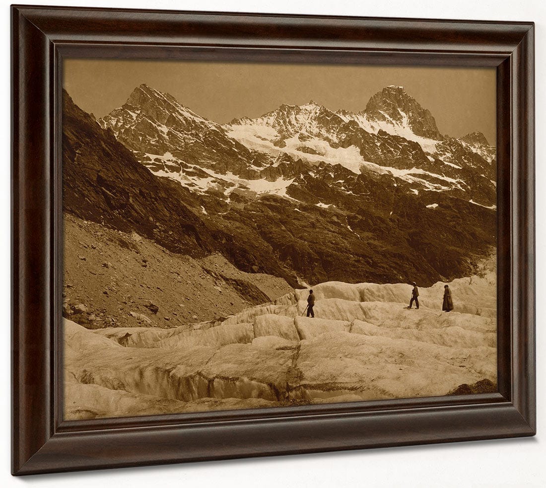 Alpine Landscape, Three Hikers On A Glacier By Adolphe Braun - Image 4