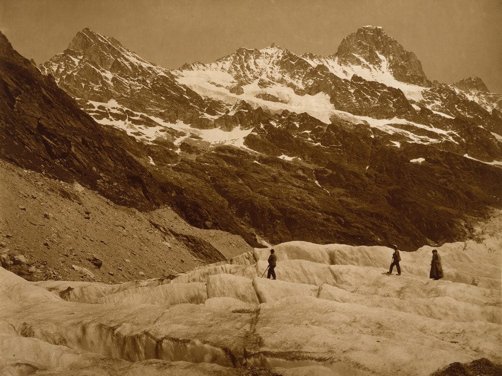 Alpine Landscape, Three Hikers On A Glacier By Adolphe Braun - Image 5