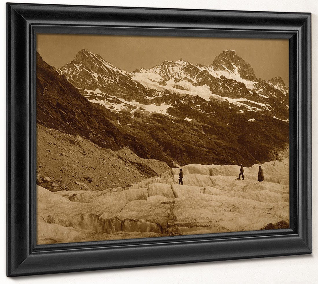Alpine Landscape, Three Hikers On A Glacier By Adolphe Braun - Image 6