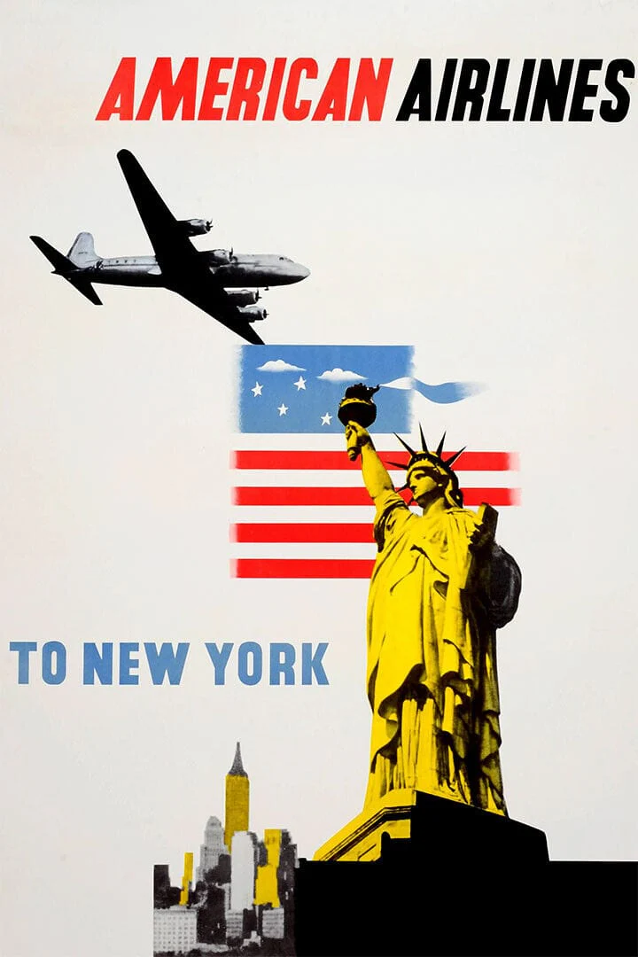 American Airlines To New York Vintage Poster