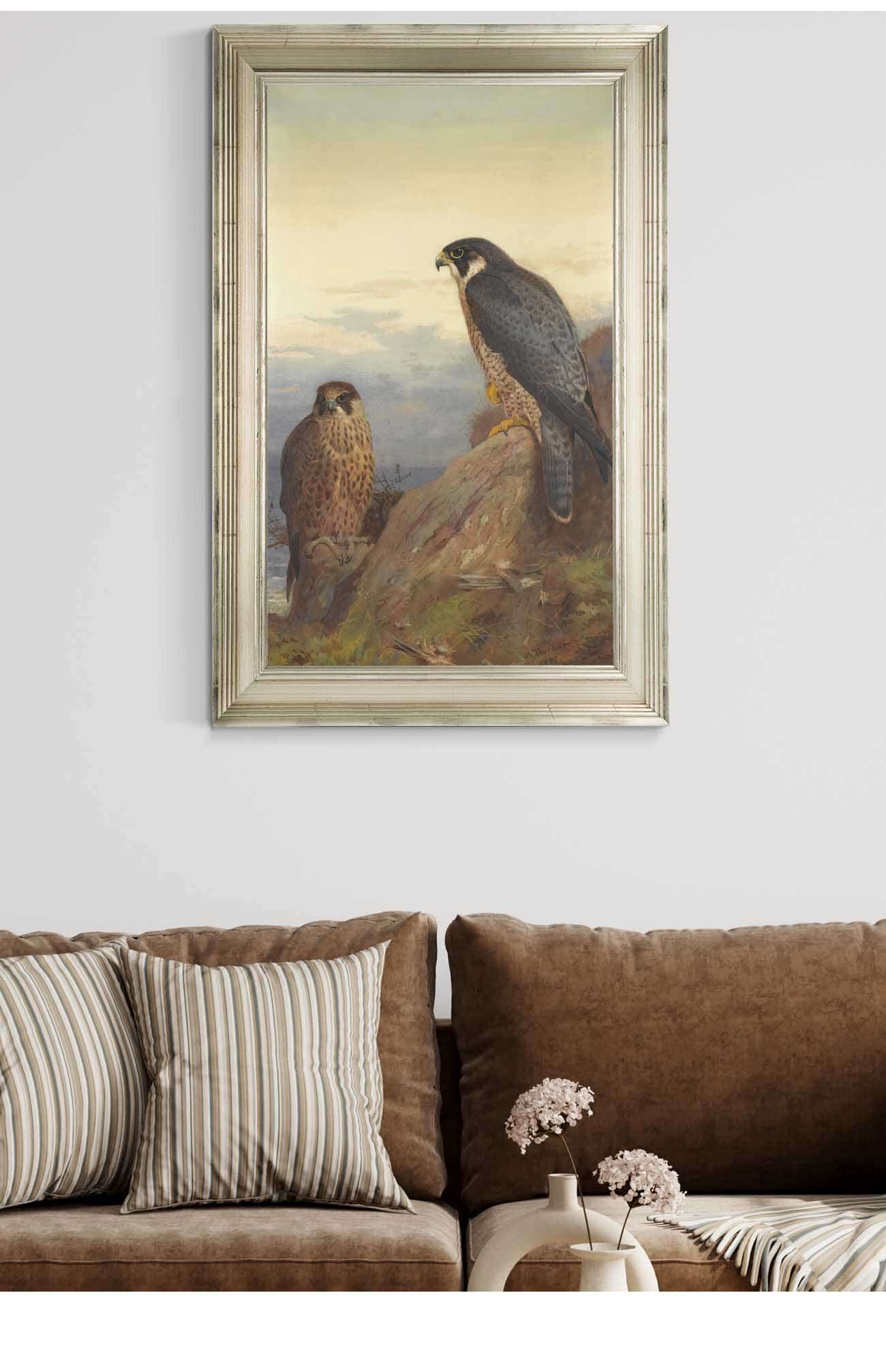 An Adult And Immature Peregrine by Archibald Thorburn - Image 5