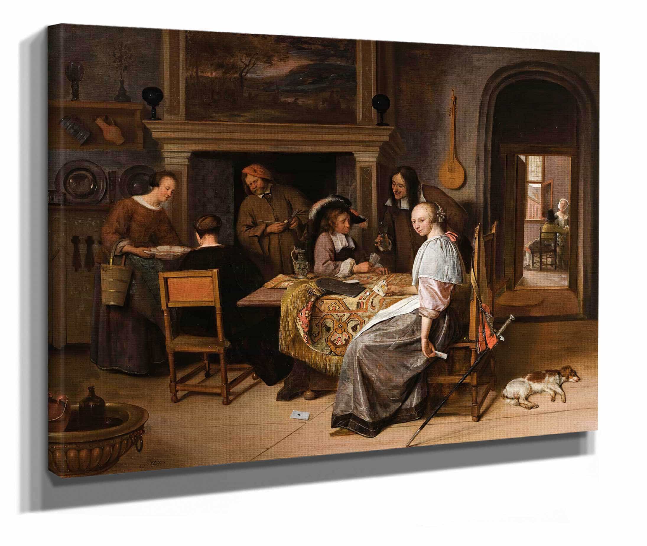An Elegant Company In An Interior With Figures Playing Cards At A Table by Jan Steen - Image 2