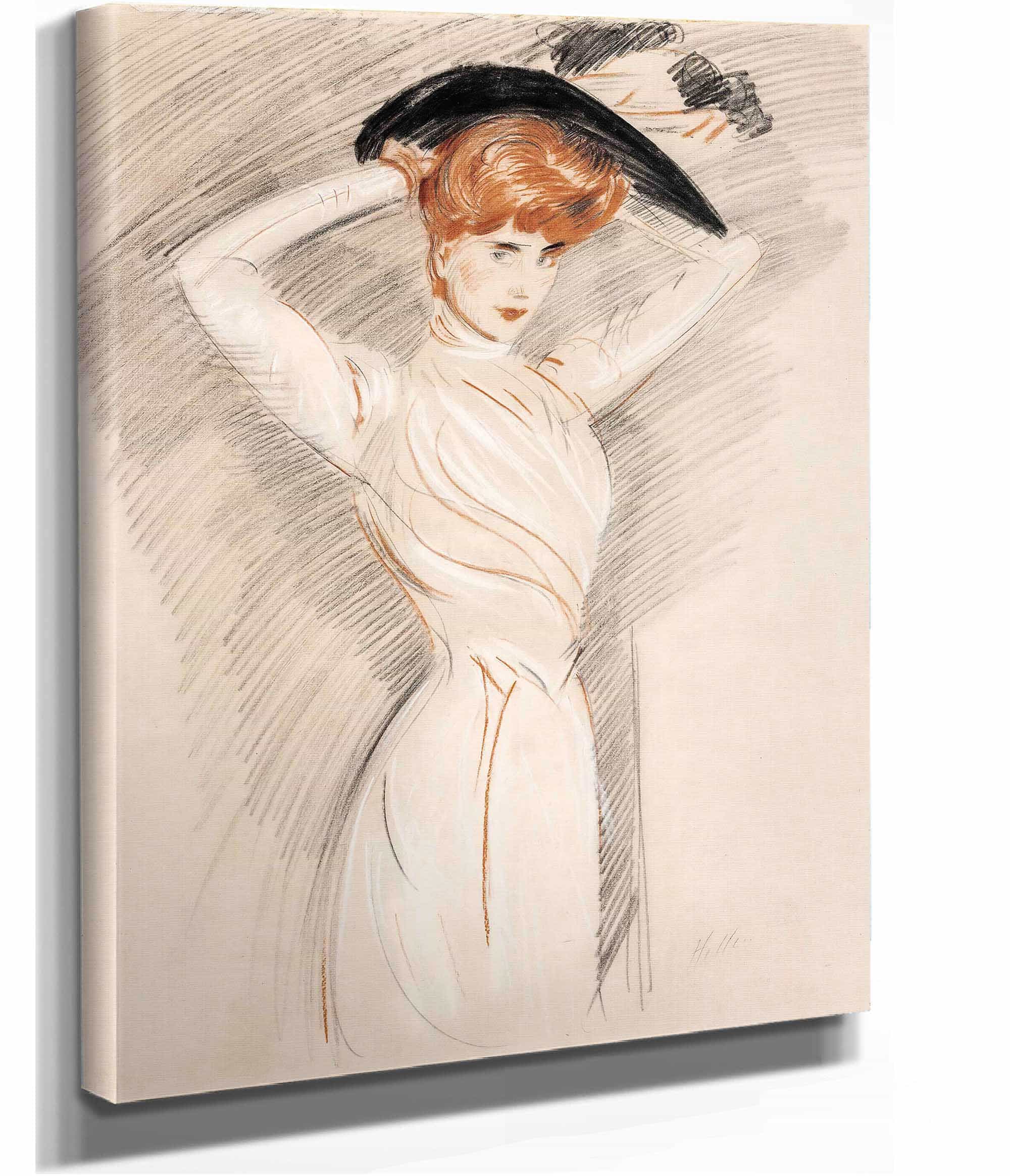 An Elegant Lady Wearing A Hat by Paul Cesar Helleu - Image 2