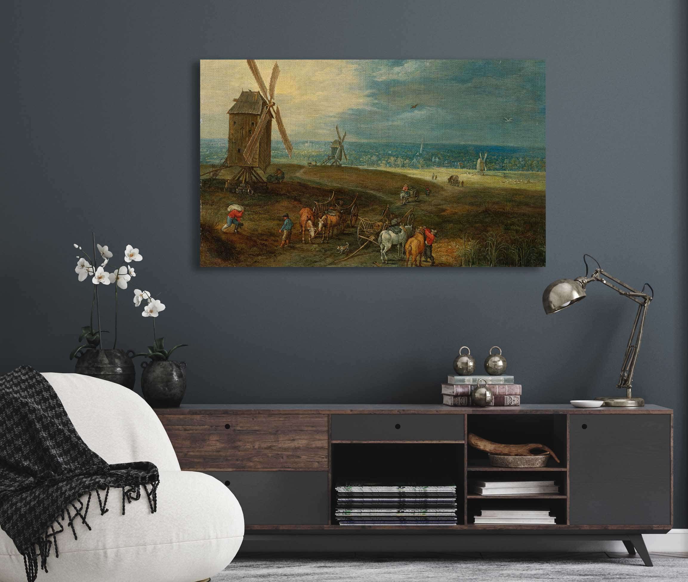 An Extensive Landscape With Travellers Before A Windmill by Jan Brueghel The Younger - Image 5