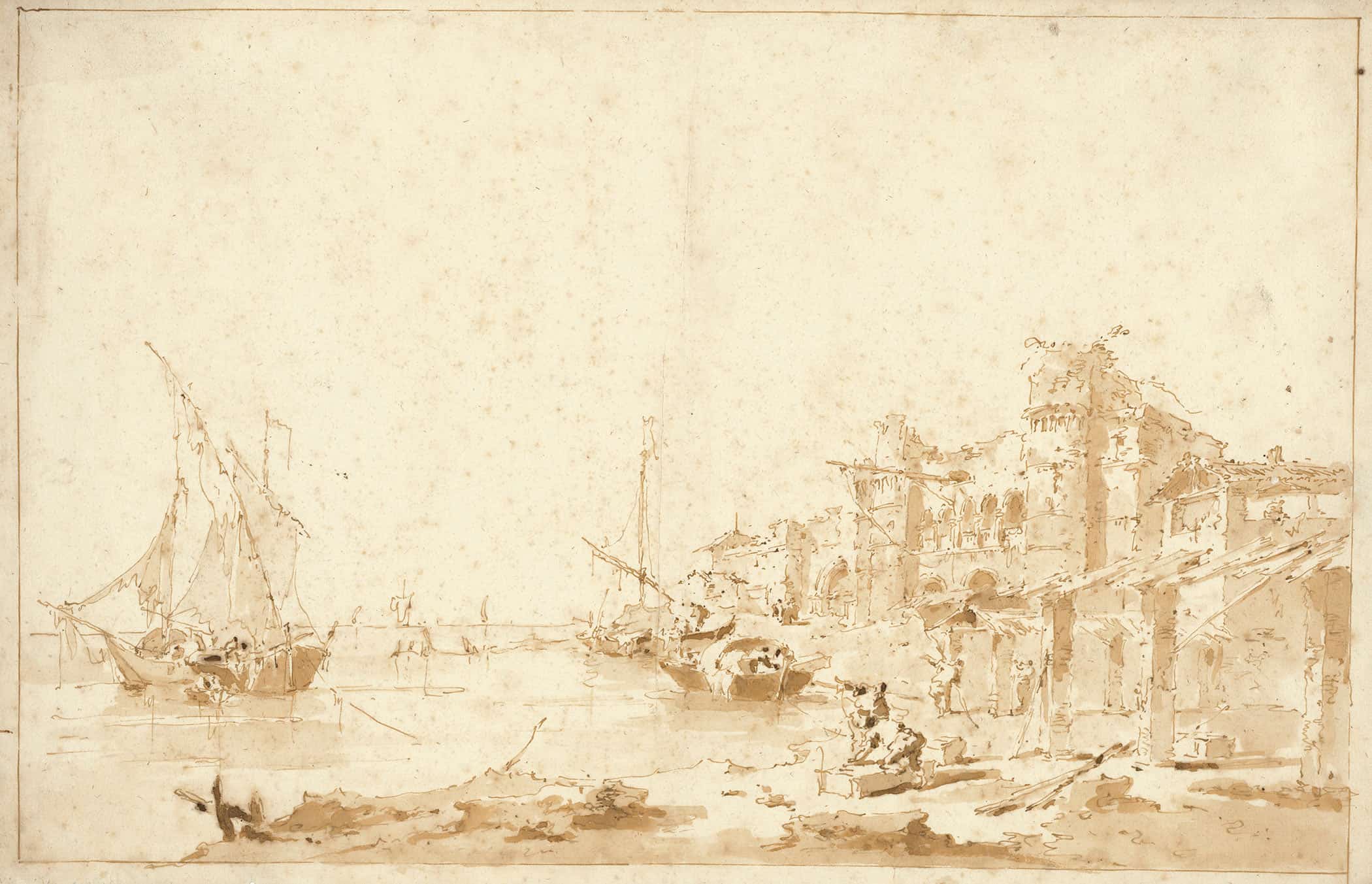 An Imaginary View Of A Venetian Lagoon With A Fortress By The Shore by Francesco Guardi - Image 2