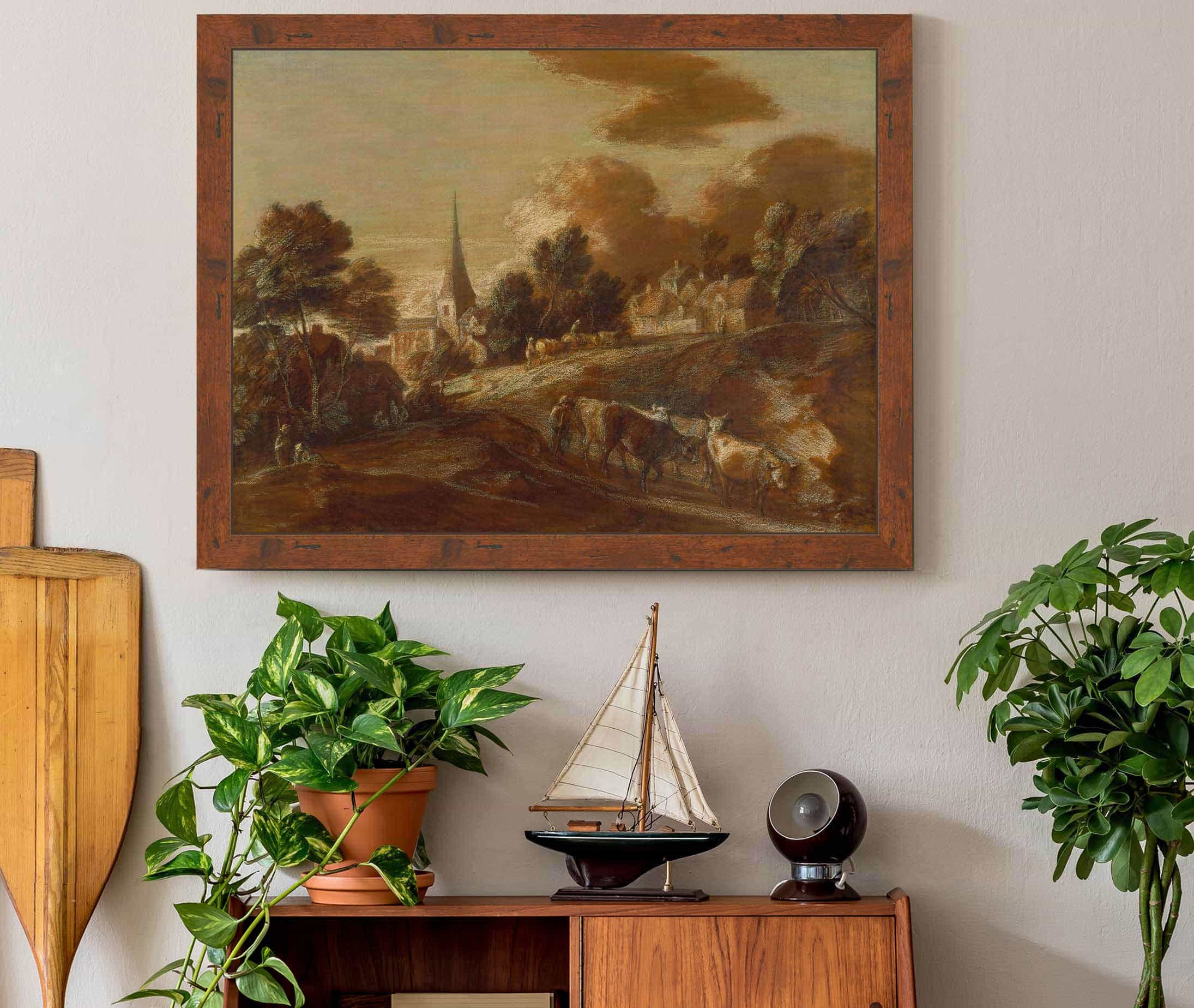 An Imaginary Wooded Village With Drovers And Cattle by Thomas Gainsborough - Image 3