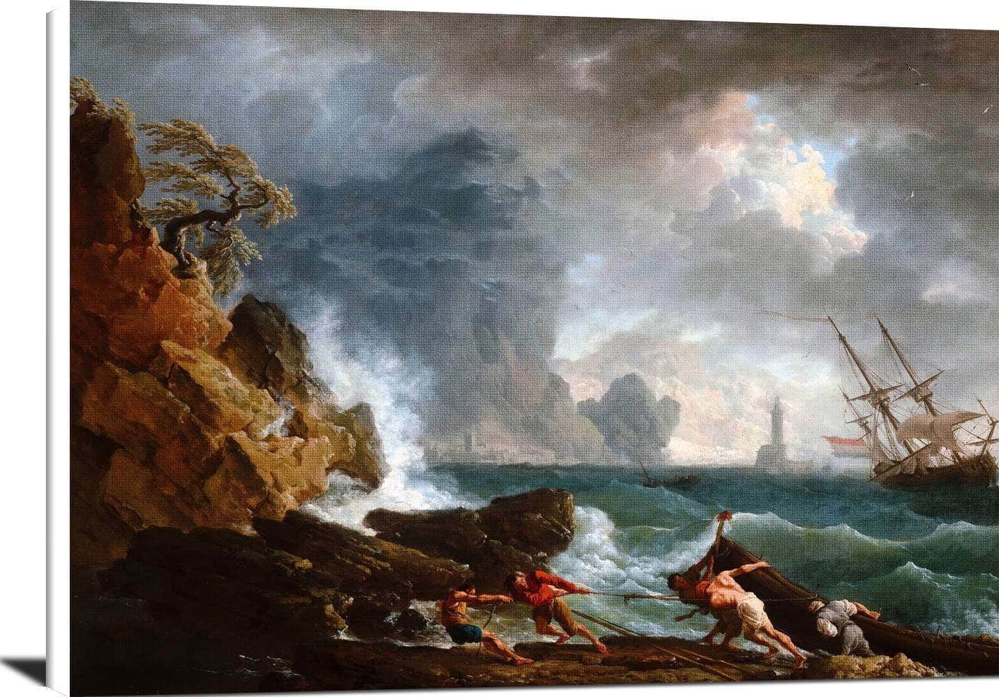 An Italian Harbour In Stormy Weather Painting Claude Vernet Canvas Art