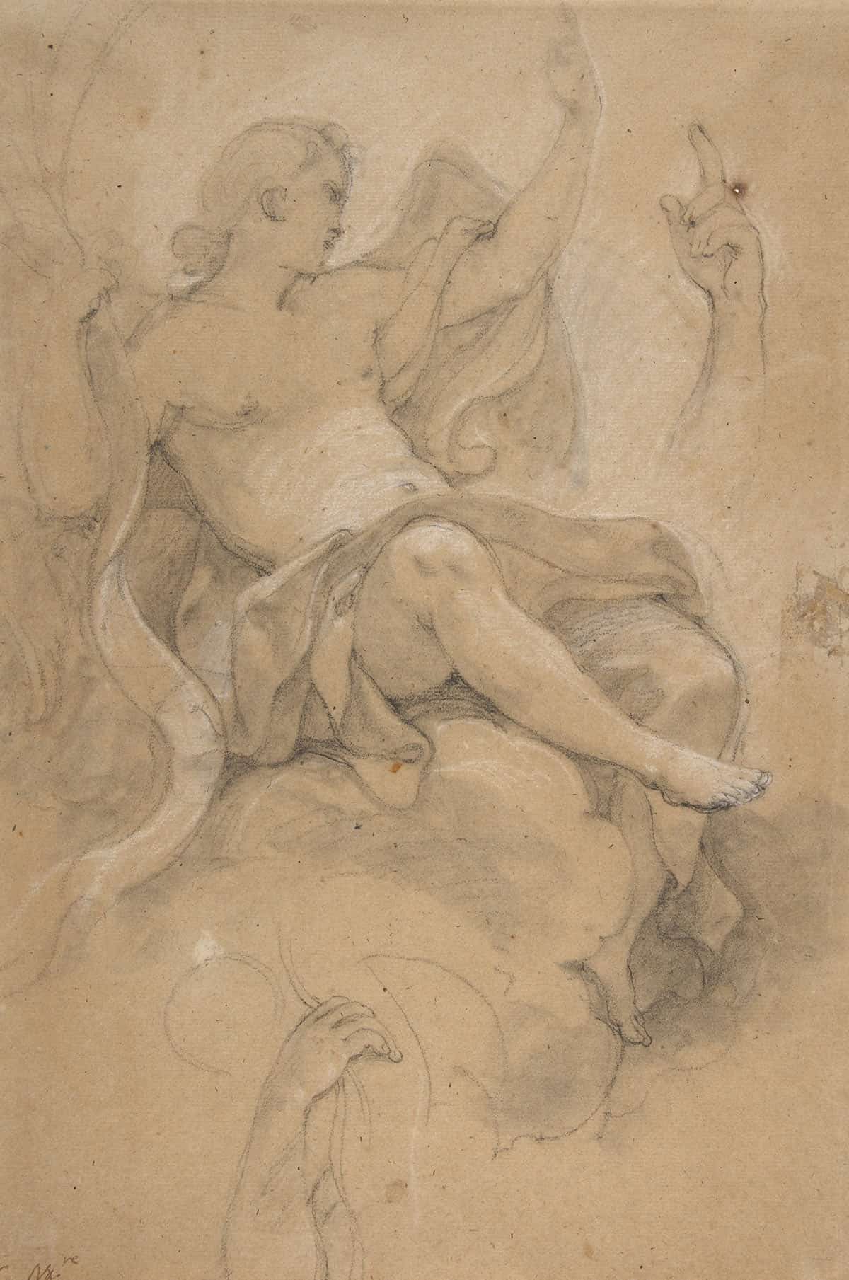 Angel Holding A Banderole by Charles Joseph Natoire - Image 3